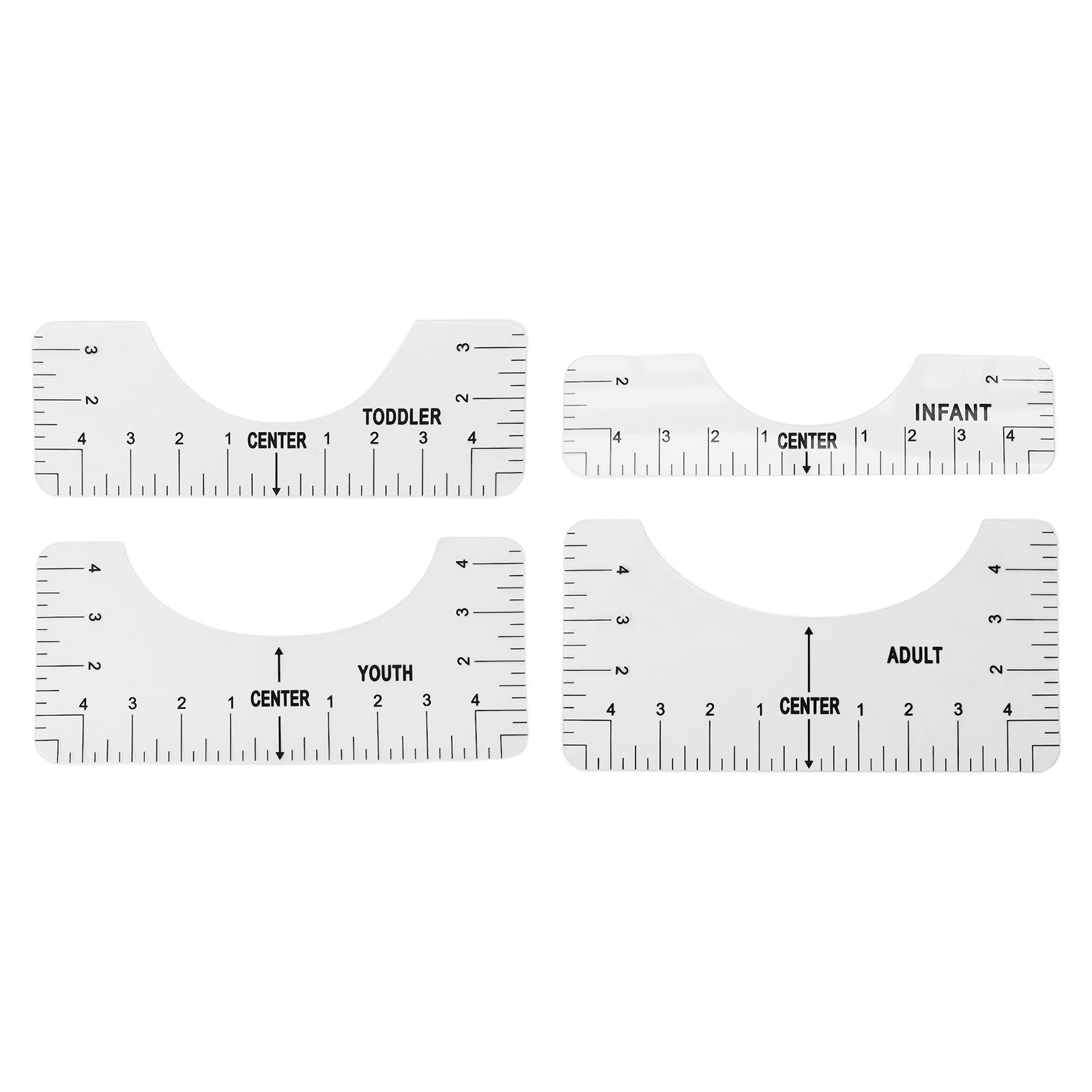 4x PVC T-Shirt Ruler Guide Alignment Centering T Shirt Placement Transparent