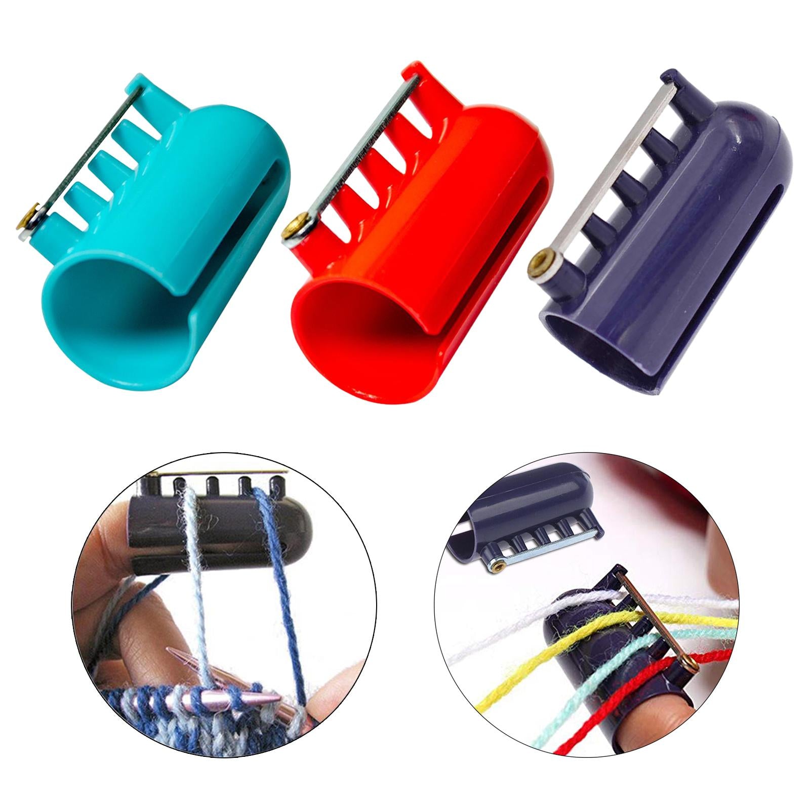 Crocheting Knitting Stranding Yarn Guide Holder Finger Thimble Deep Blue