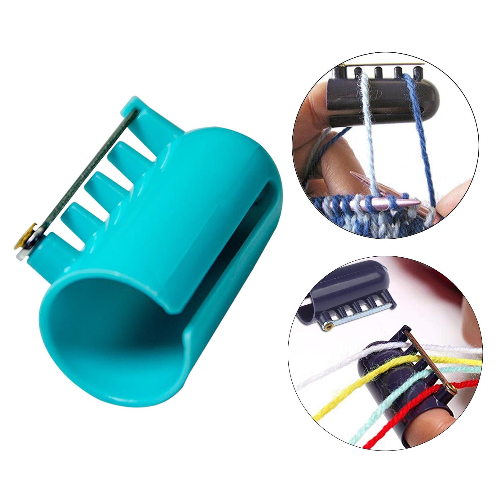 Crocheting Knitting Stranding Yarn Guide Holder Finger Thimble Sky Blue