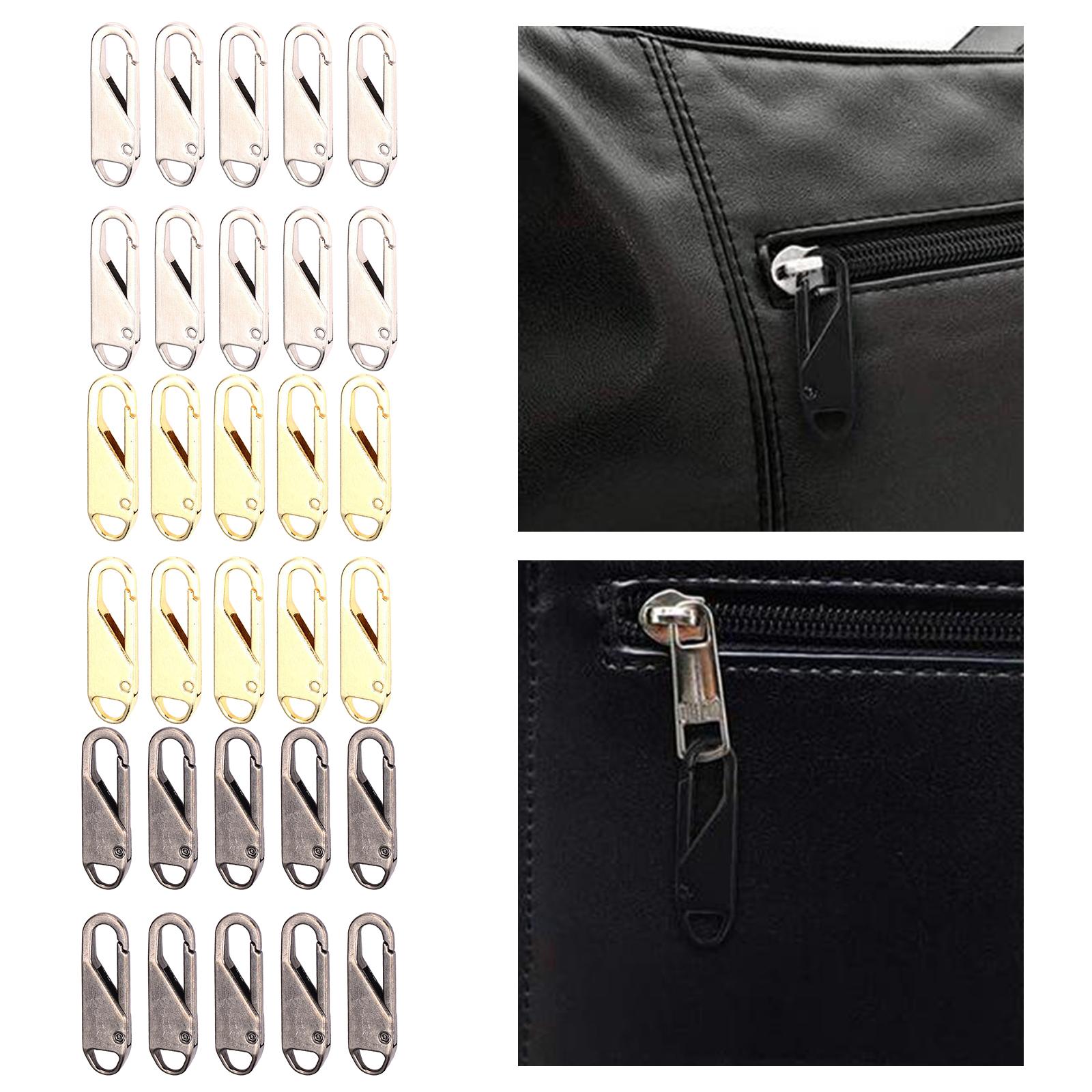 10 Pcs Zipper Pull Replacement Metal Zipper Gripper Fixer Tabs Black