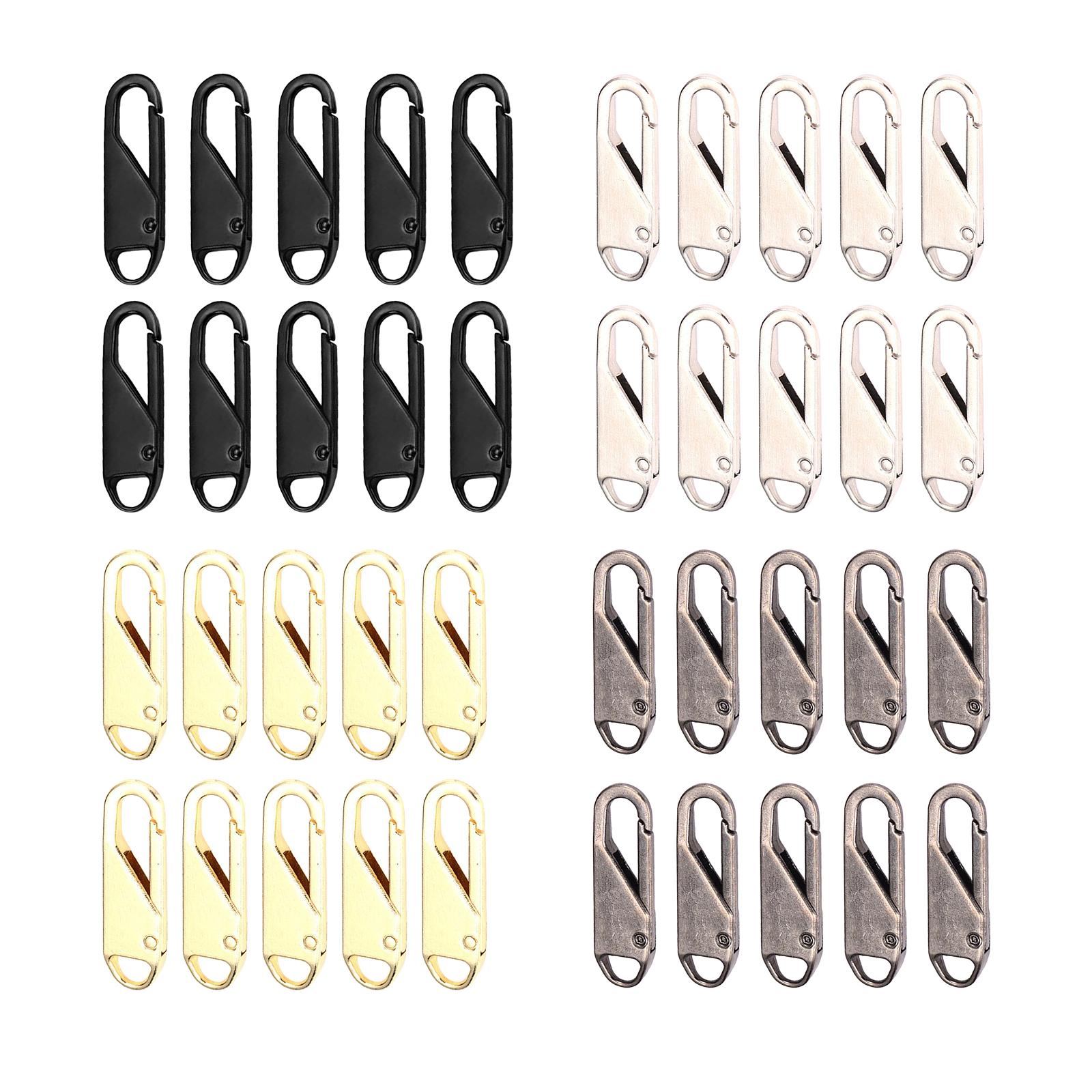 10 Pcs Zipper Pull Replacement Metal Zipper Gripper Fixer Tabs Black