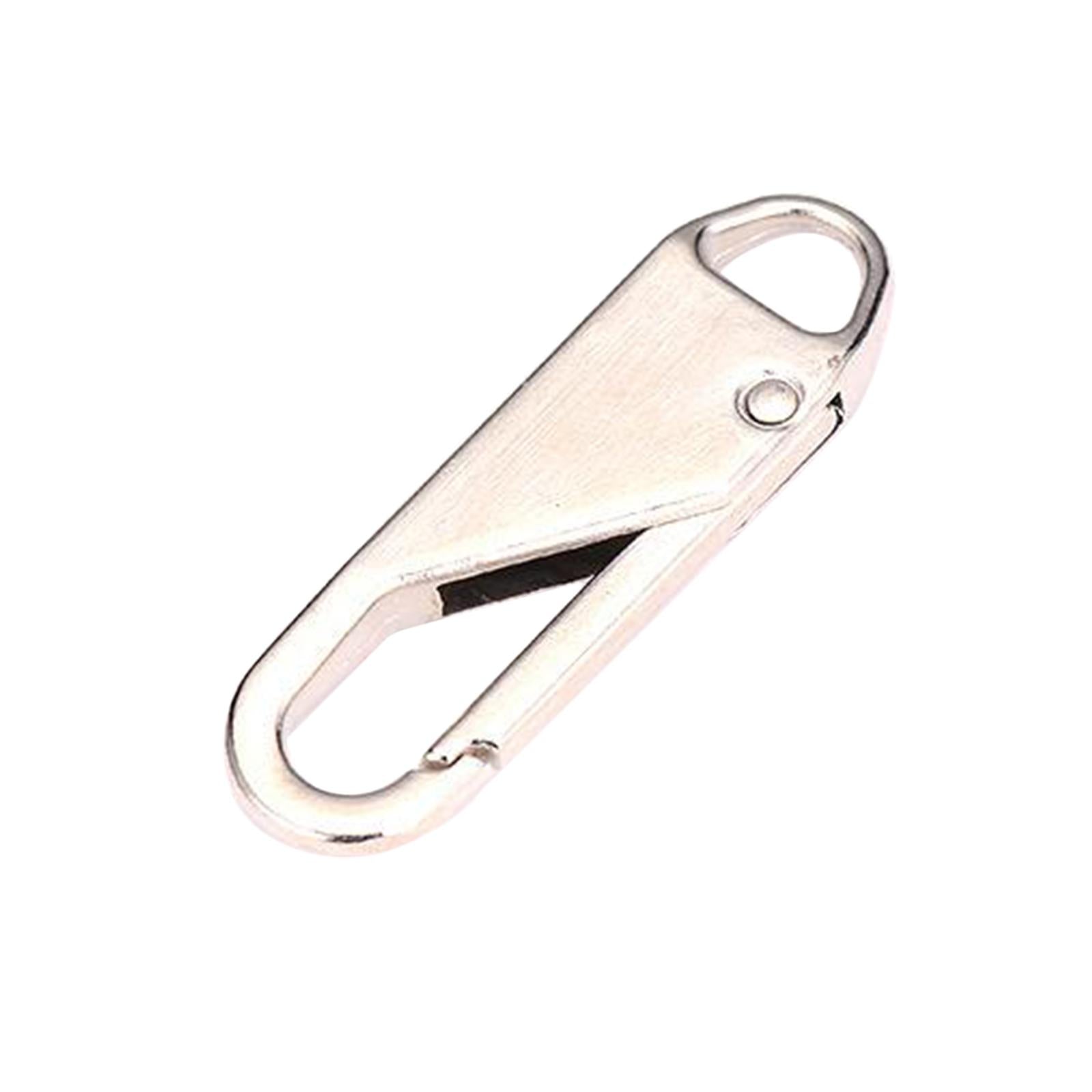 10 Pcs Zipper Pull Replacement Metal Zipper Gripper Fixer Tabs Silver
