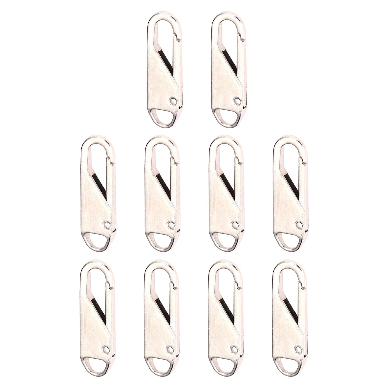 10 Pcs Zipper Pull Replacement Metal Zipper Gripper Fixer Tabs Silver