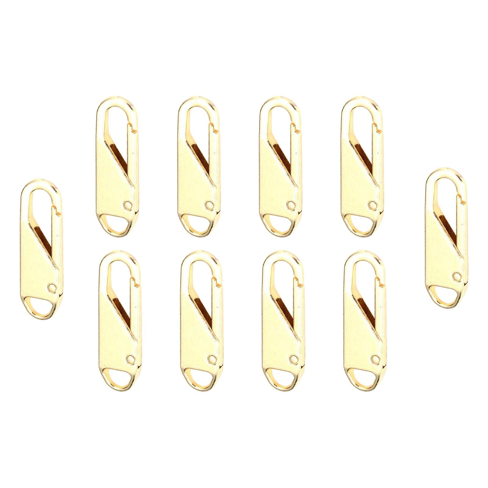 10 Pcs Zipper Pull Replacement Metal Zipper Gripper Fixer Tabs Golden