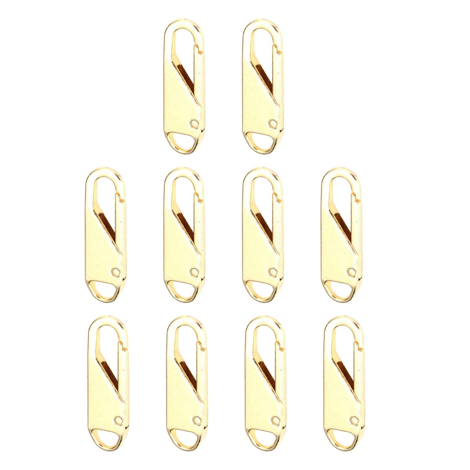 10 Pcs Zipper Pull Replacement Metal Zipper Gripper Fixer Tabs Golden