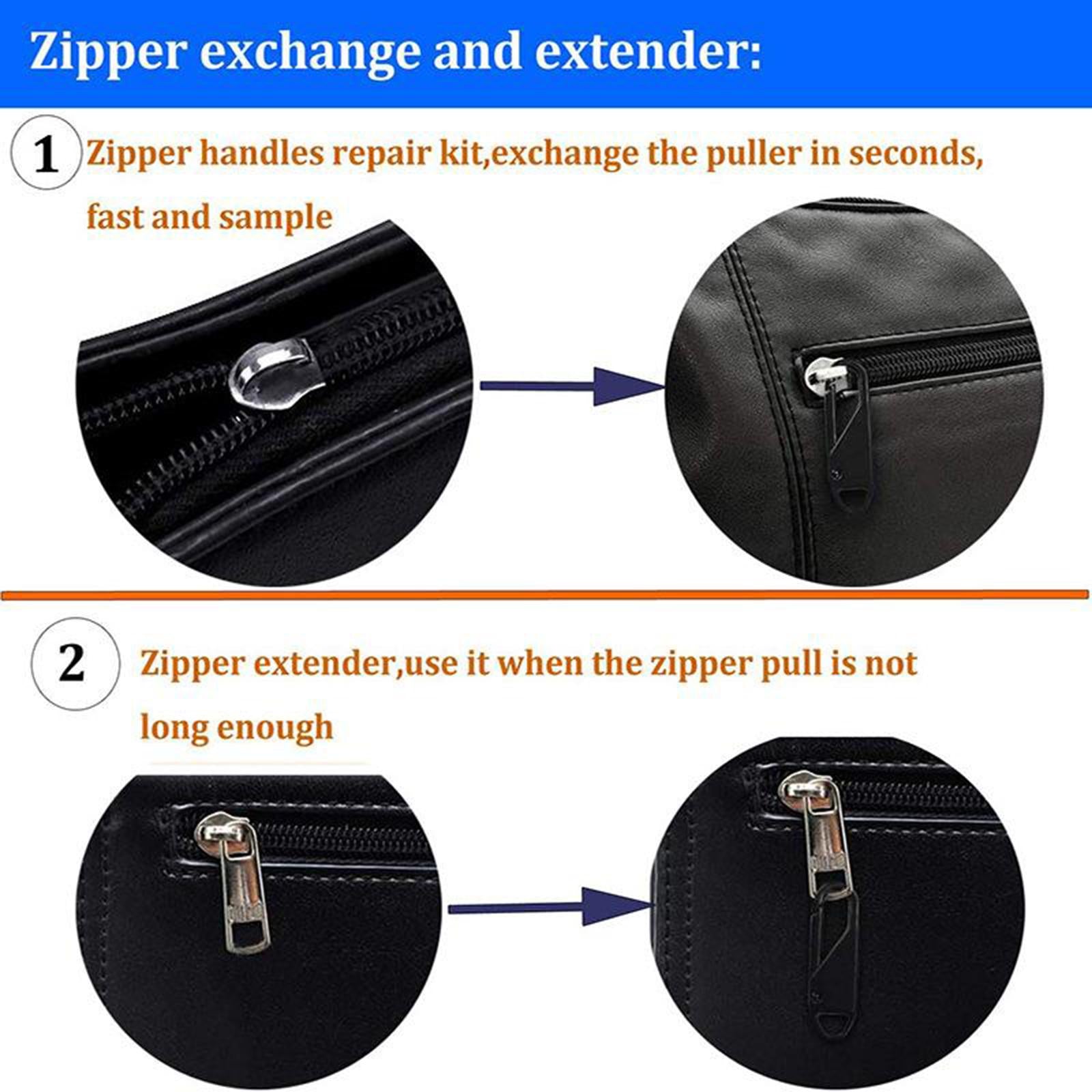 10 Pcs Zipper Pull Replacement Metal Zipper Gripper Fixer Tabs Gun