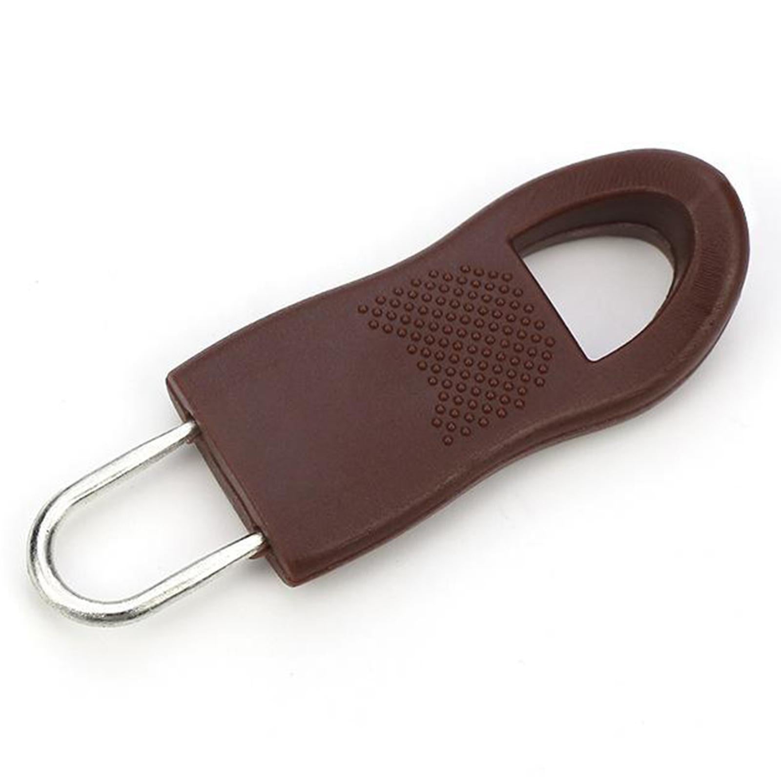 10Pcs Detachable Zip Fixer Zipper Tags Repair Pull Tab Brown 3.4x1.4cm