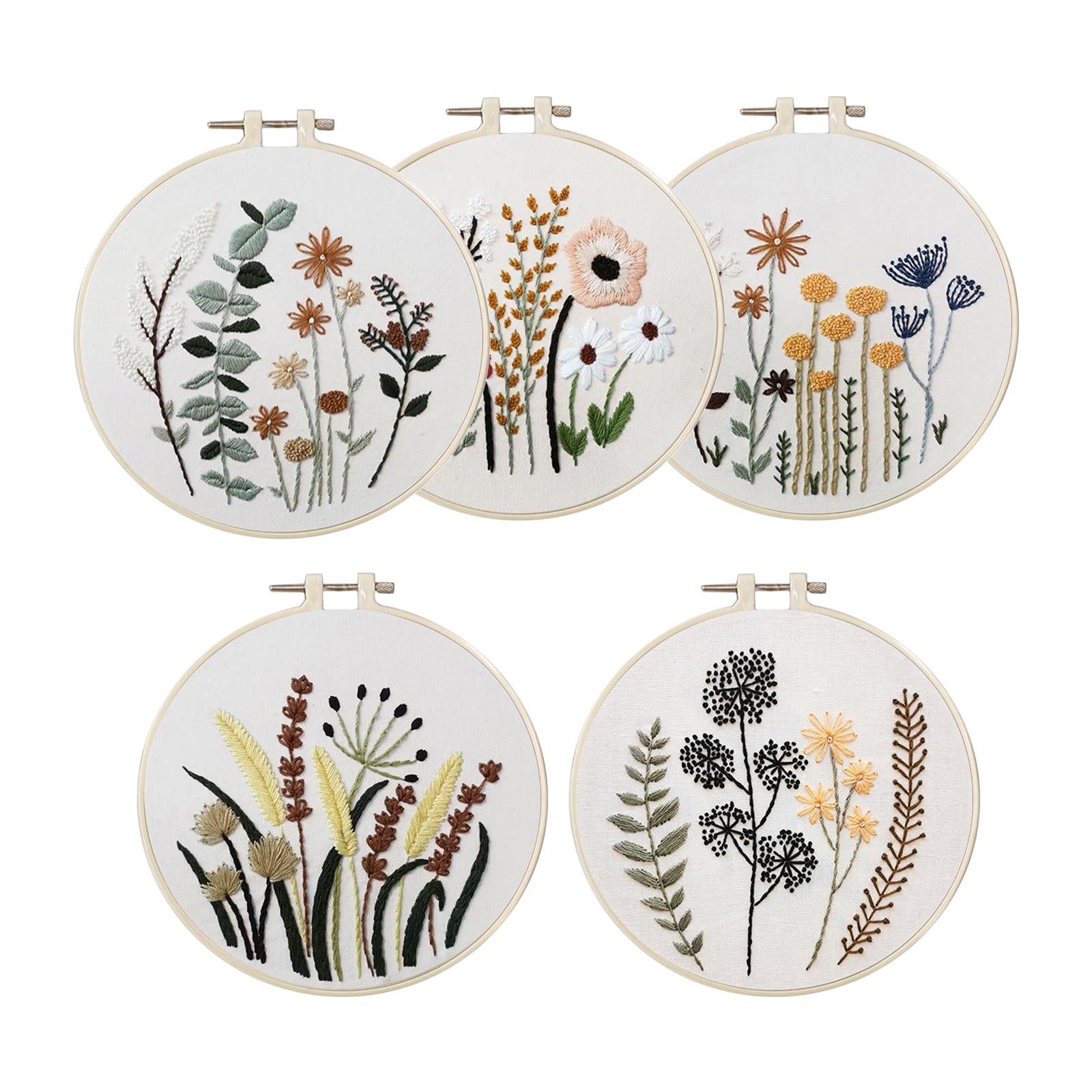 1 Set Embrodiery Starter Kits with Basic Tools DIY Needlework Gift A