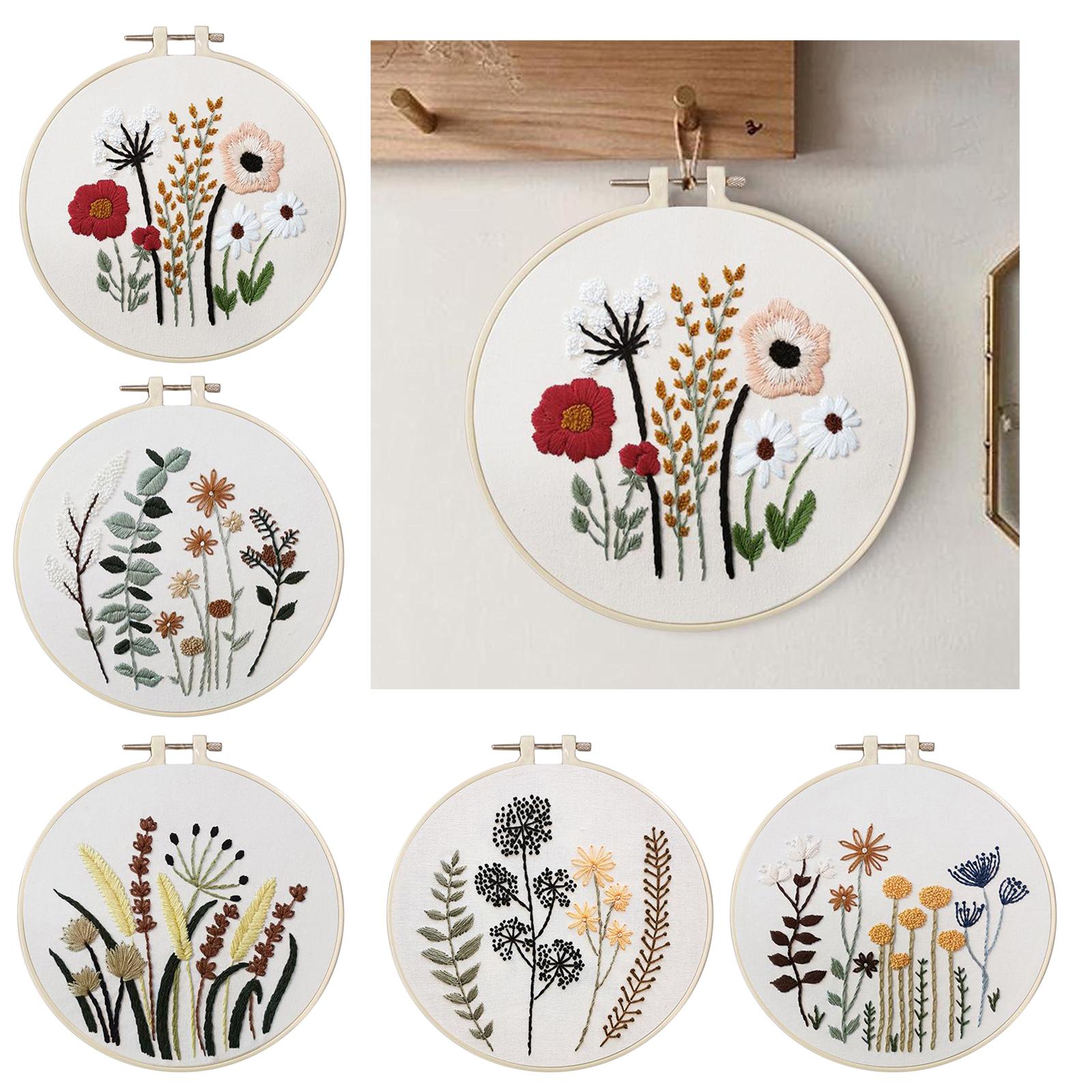 1 Set Embrodiery Starter Kits with Basic Tools DIY Needlework Gift A