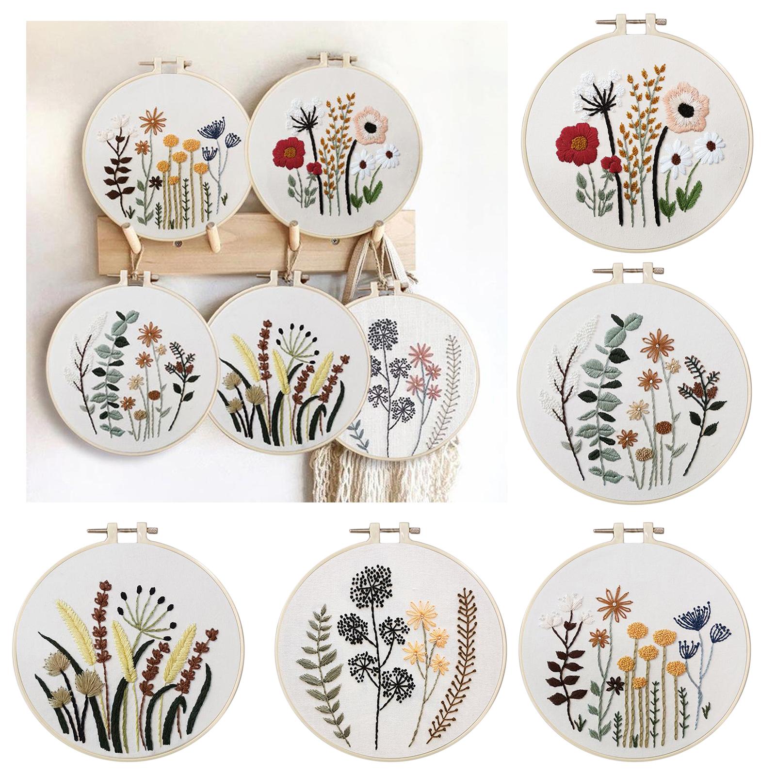 1 Set Embrodiery Starter Kits with Basic Tools DIY Needlework Gift A