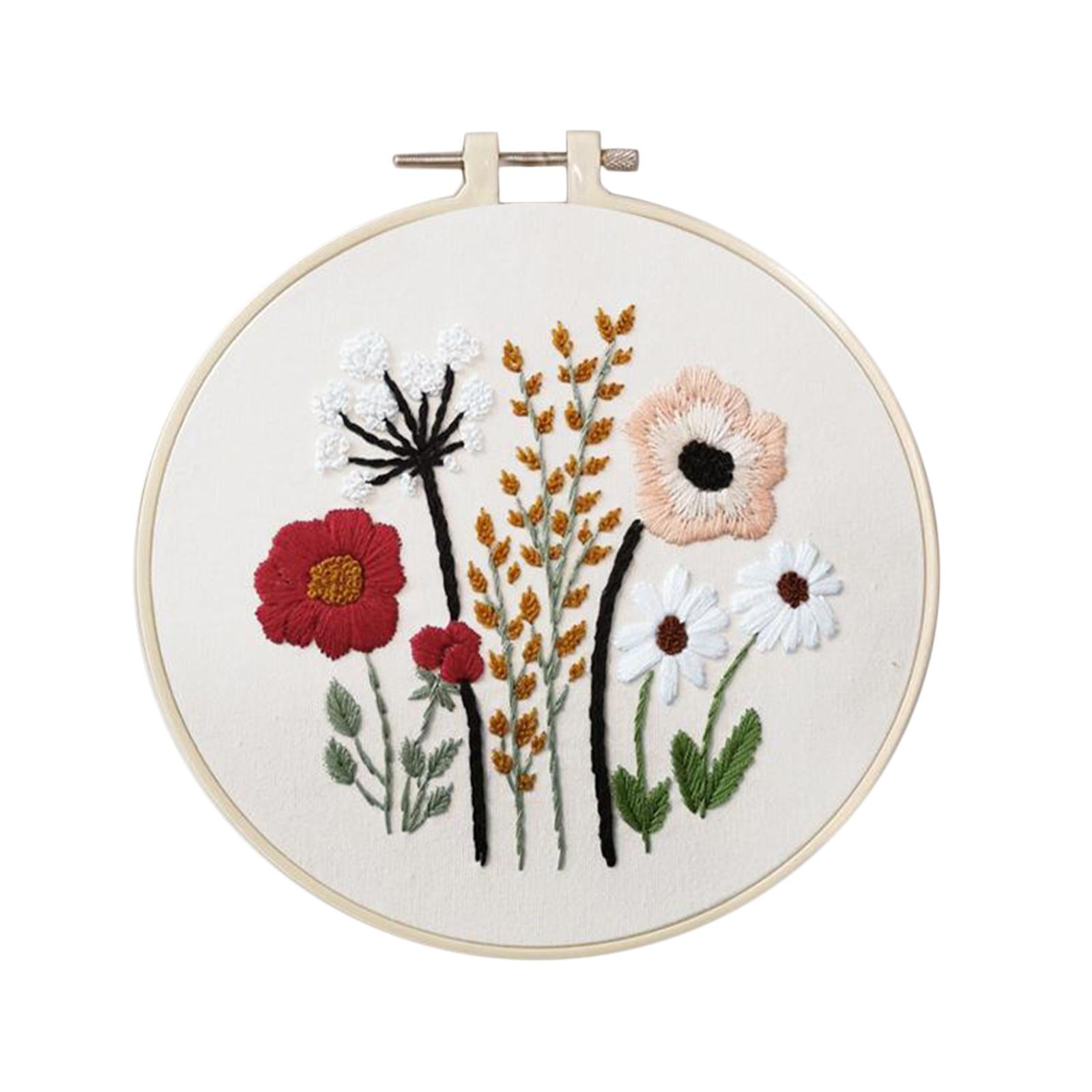 1 Set Embrodiery Starter Kits with Basic Tools DIY Needlework Gift A