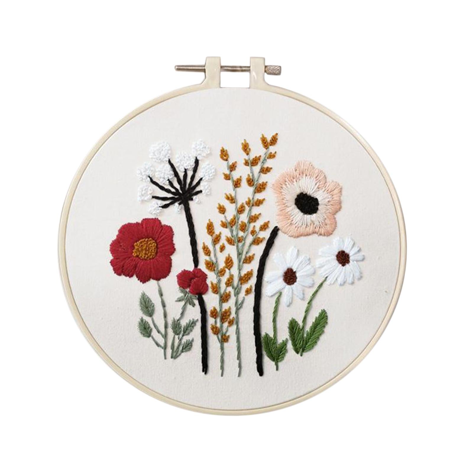 1 Set Embrodiery Starter Kits with Basic Tools DIY Needlework Gift A