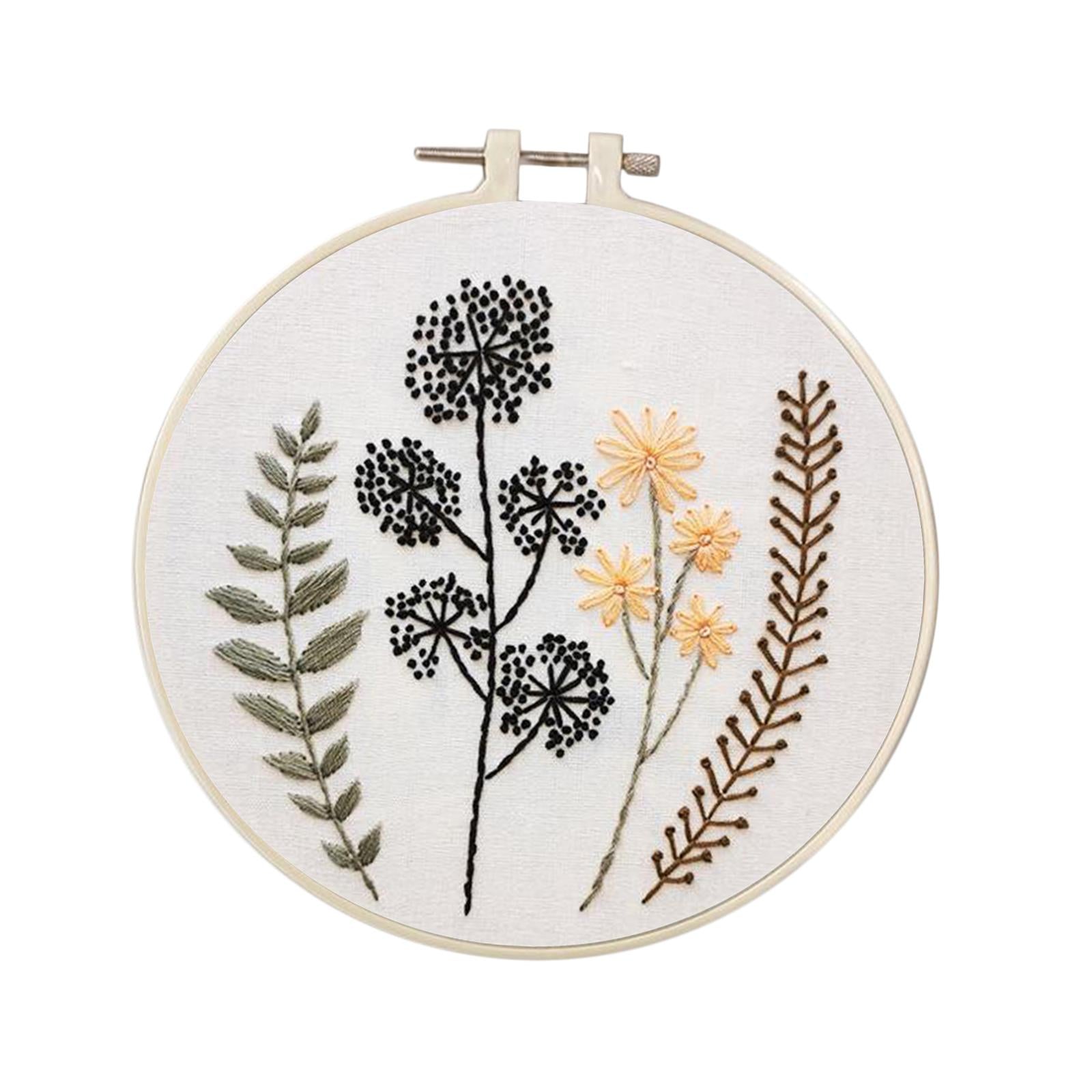 1 Set Embrodiery Starter Kits with Basic Tools DIY Needlework Gift E