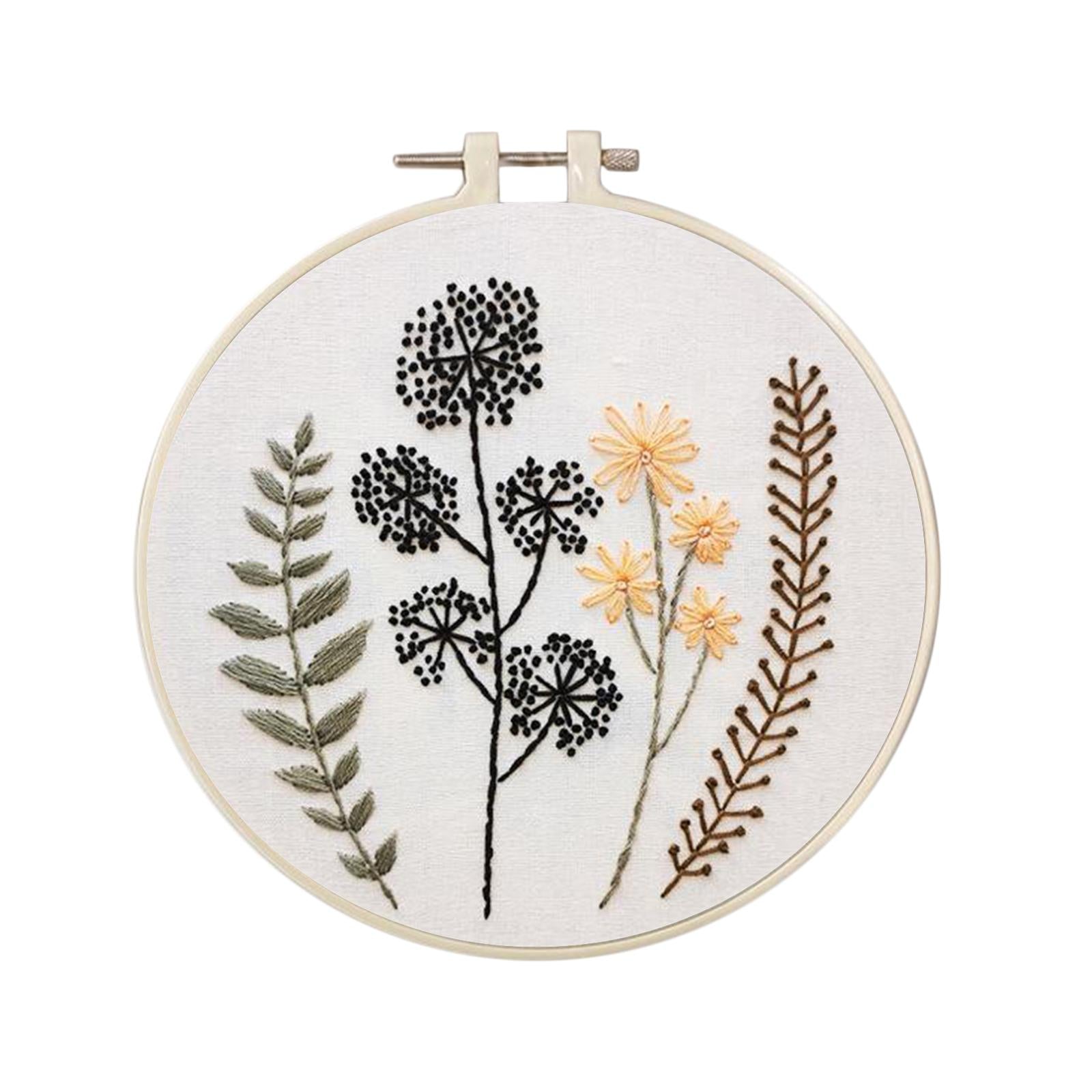 1 Set Embrodiery Starter Kits with Basic Tools DIY Needlework Gift E