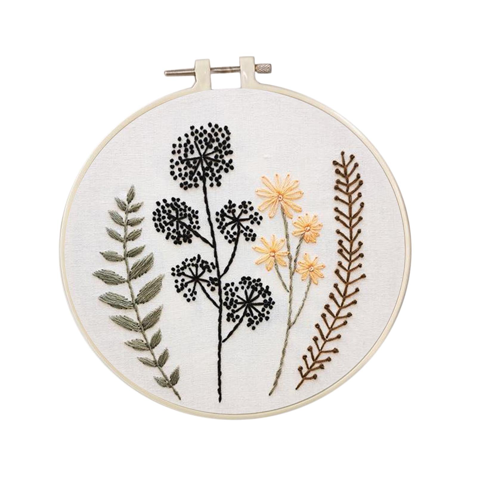 1 Set Embrodiery Starter Kits with Basic Tools DIY Needlework Gift E