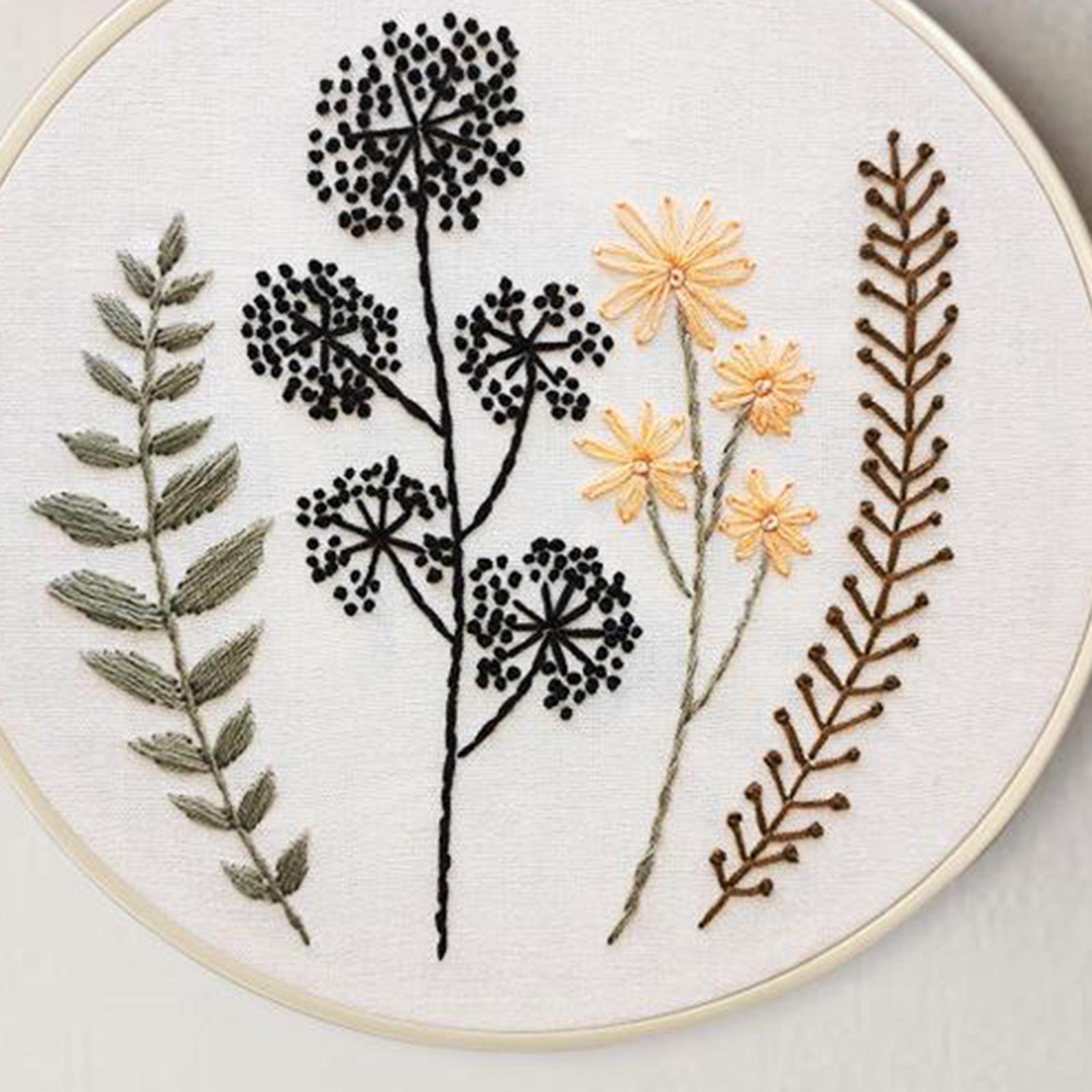 1 Set Embrodiery Starter Kits with Basic Tools DIY Needlework Gift E