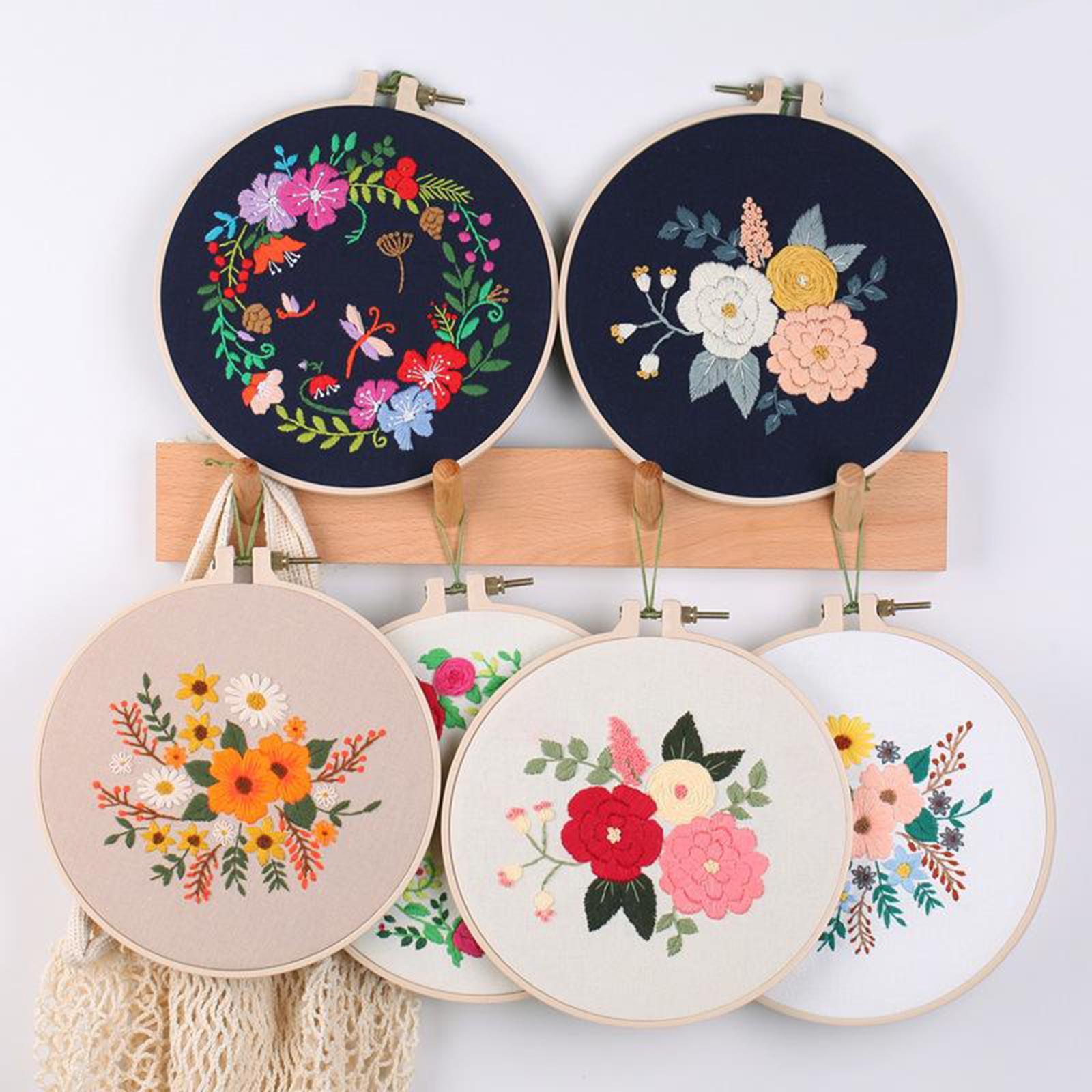 Handmade Embroidery Kit Plants Cross Stitch Material Hand Craft Hoop Style 3