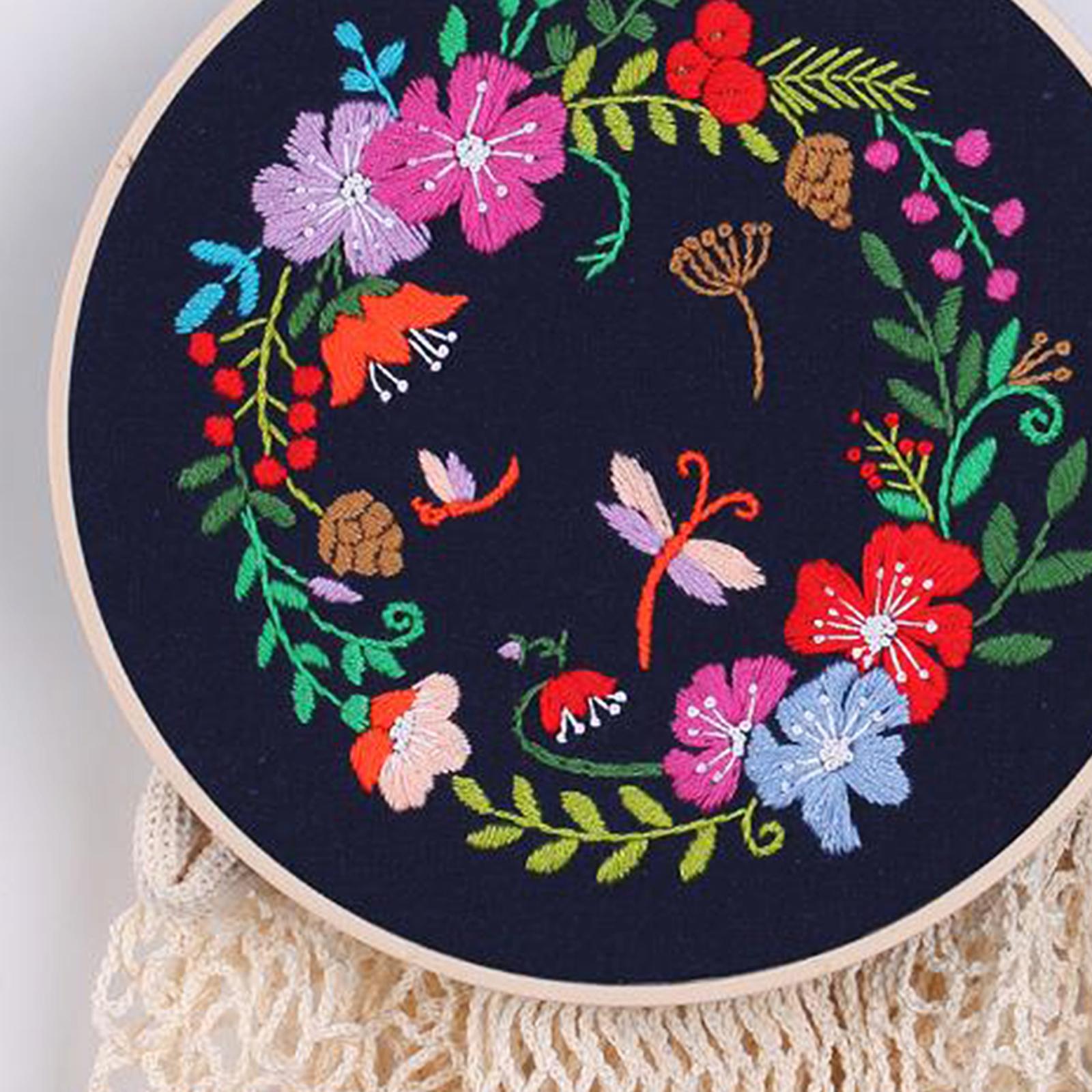 Handmade Embroidery Kit Plants Cross Stitch Material Hand Craft Hoop Style 4