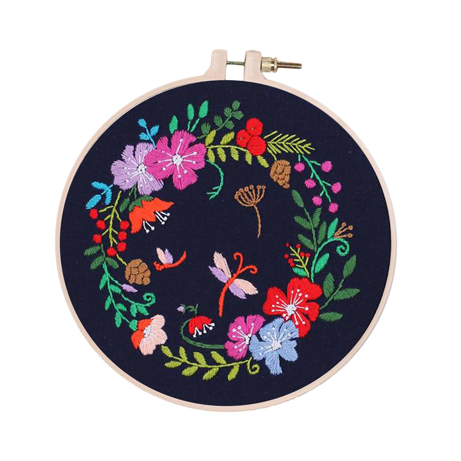 Handmade Embroidery Kit Plants Cross Stitch Material Hand Craft Hoop Style 4