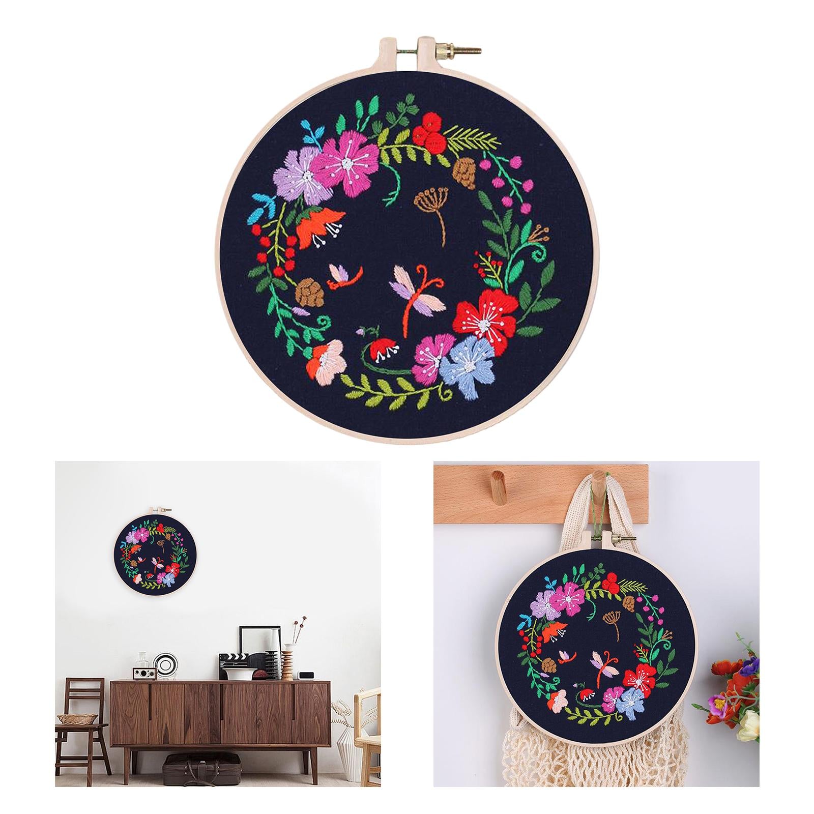 Handmade Embroidery Kit Plants Cross Stitch Material Hand Craft Hoop Style 4