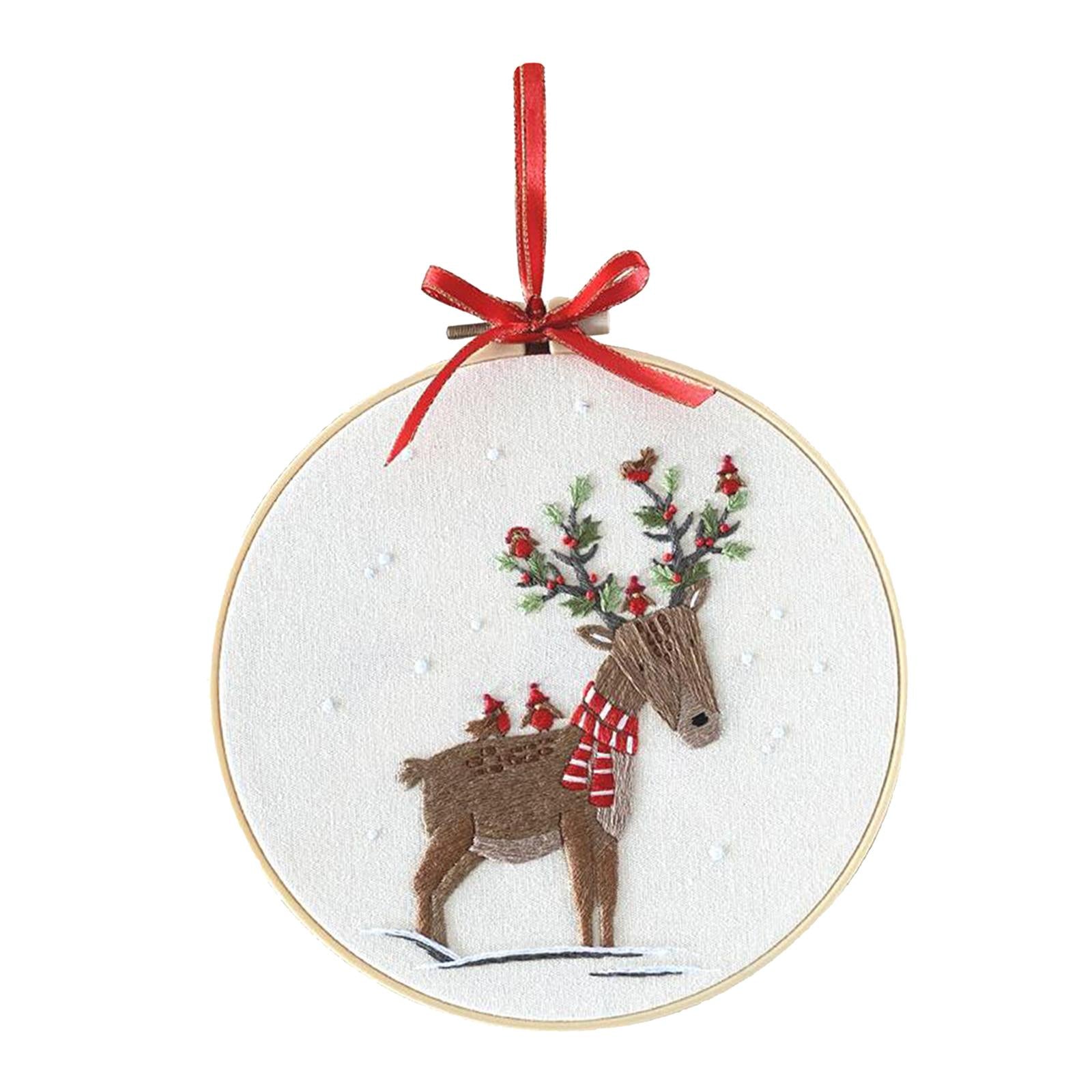 Embroidery Kit Hand Cross Stitch Material Home Decor Making Hoop Reindeer 2