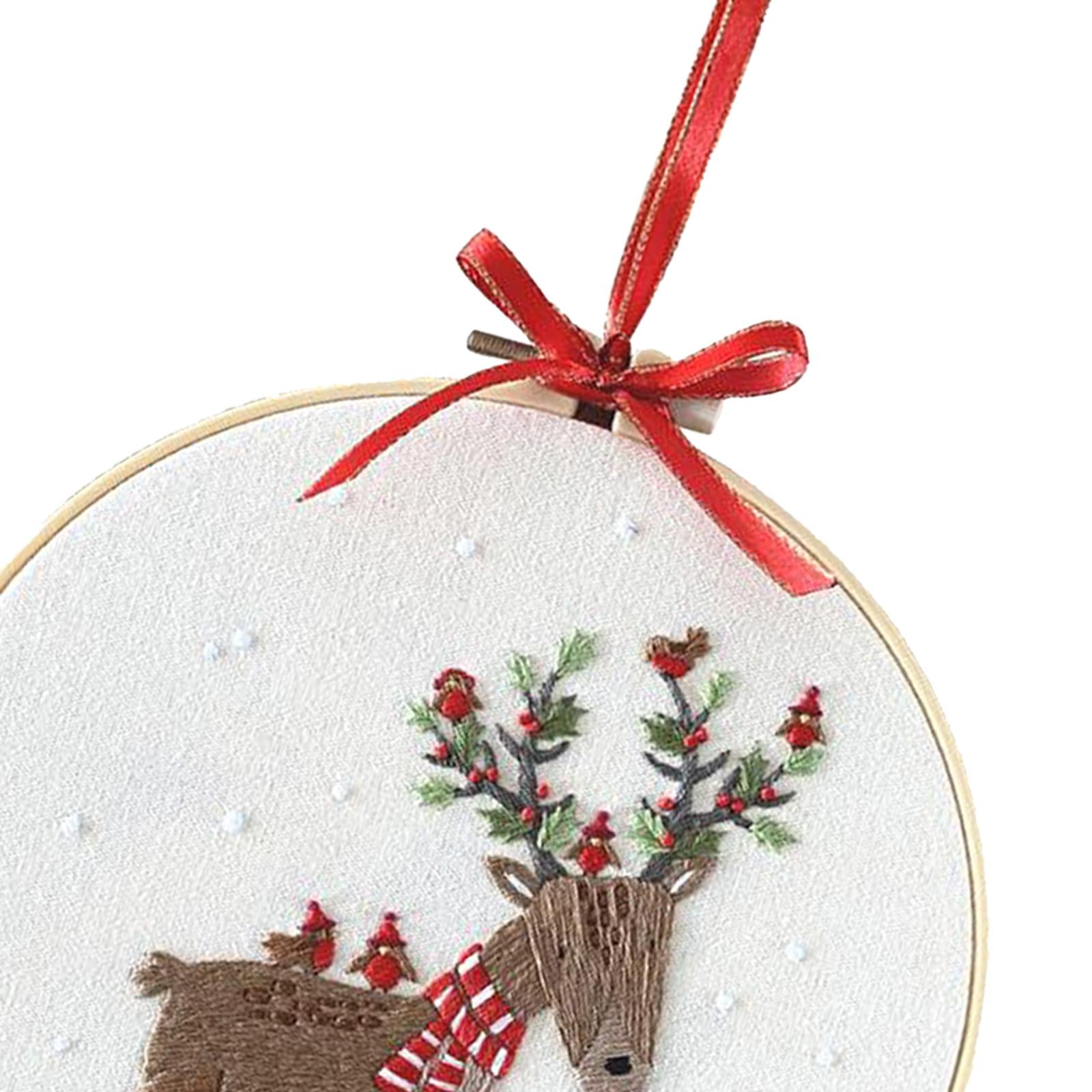 Embroidery Kit Hand Cross Stitch Material Home Decor Making Hoop Reindeer 2