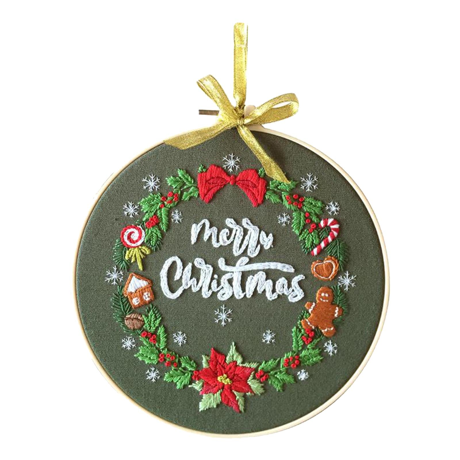 Embroidery Kit Hand Cross Stitch Material Home Decor Making Hoop Leaves