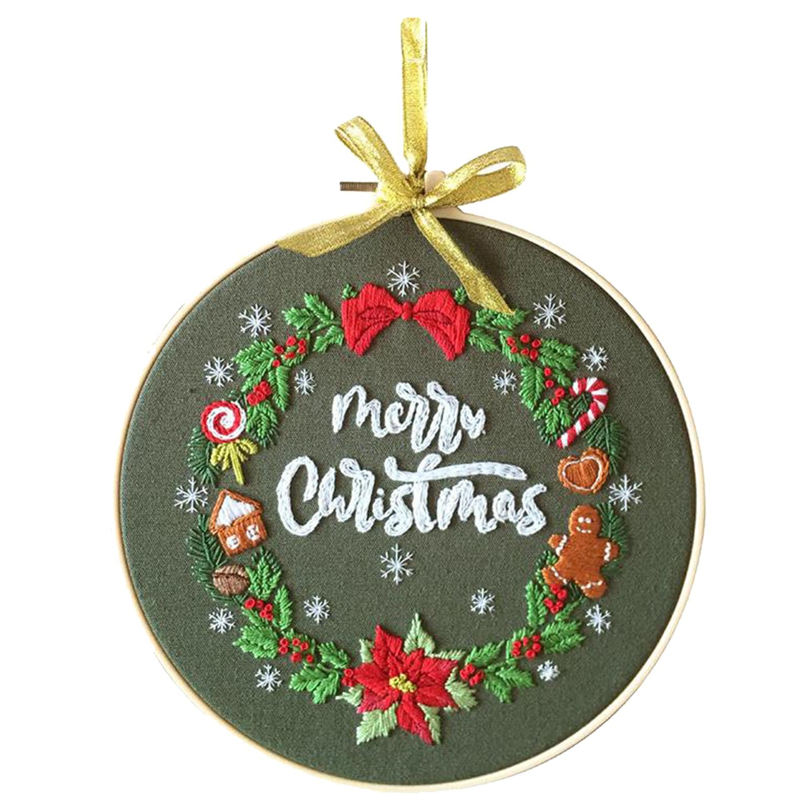 Embroidery Kit Hand Cross Stitch Material Home Decor Making Hoop Leaves