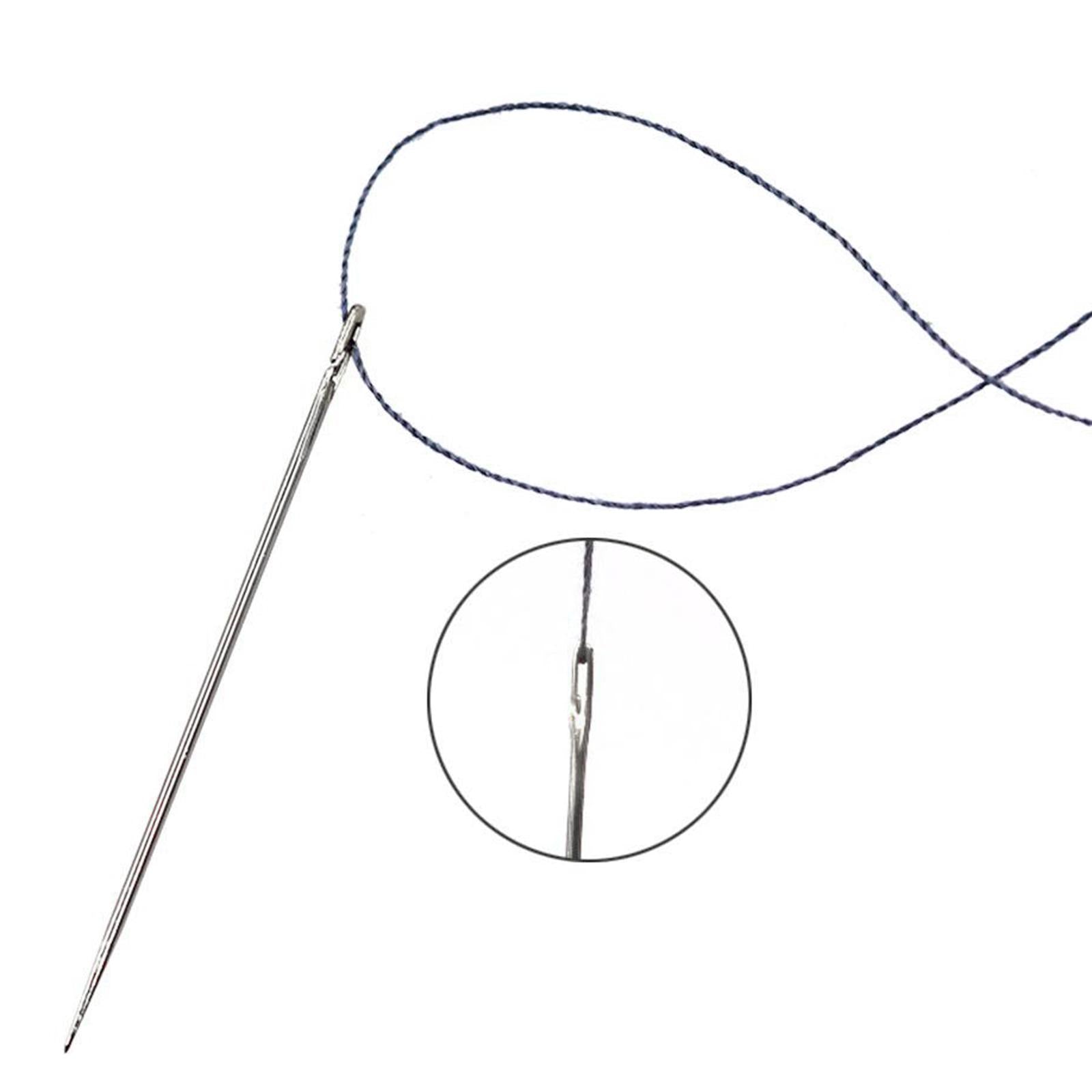 24x Self Threading Needles with Wooden Needle Case Black_Silver Needles