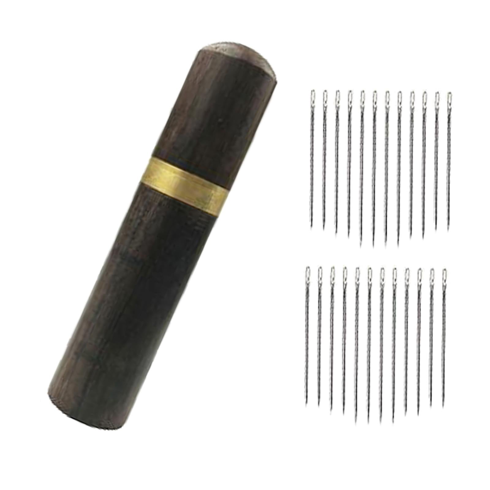 24x Self Threading Needles with Wooden Needle Case Black_Silver Needles