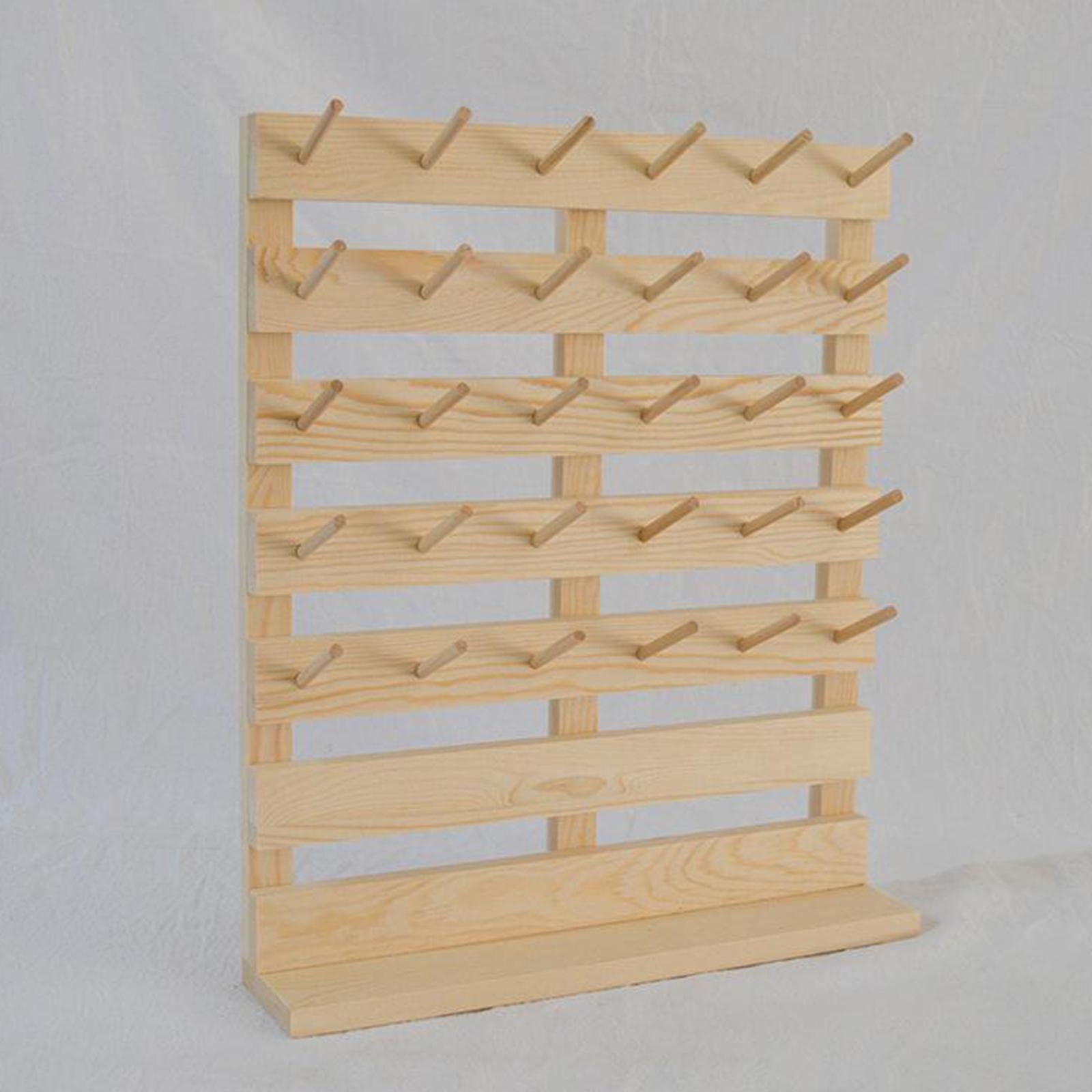 30 Sewing Thread Spool Rack Embroidery Cone Holder Organizer Wooden Shelf