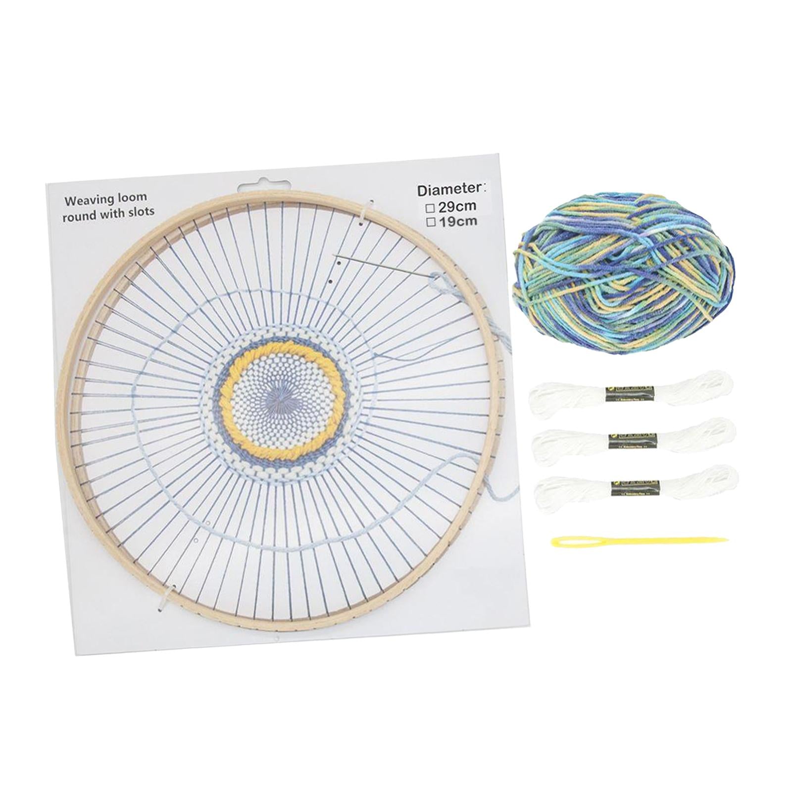 Handmade Wooden Weaving Machine Round Wooden Loom for Household DIY Home Blue wool suit