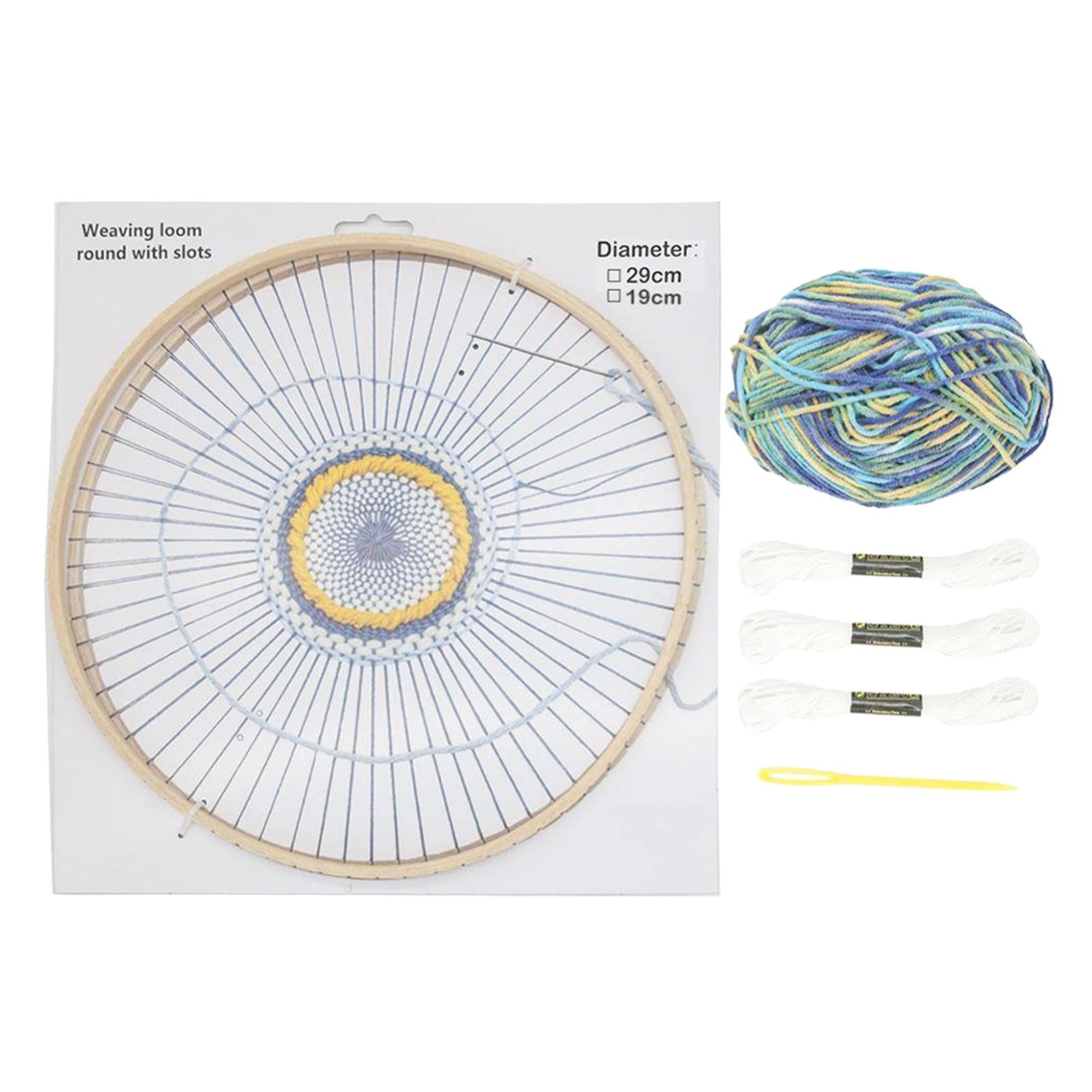 Handmade Wooden Weaving Machine Round Wooden Loom for Household DIY Home Blue wool suit