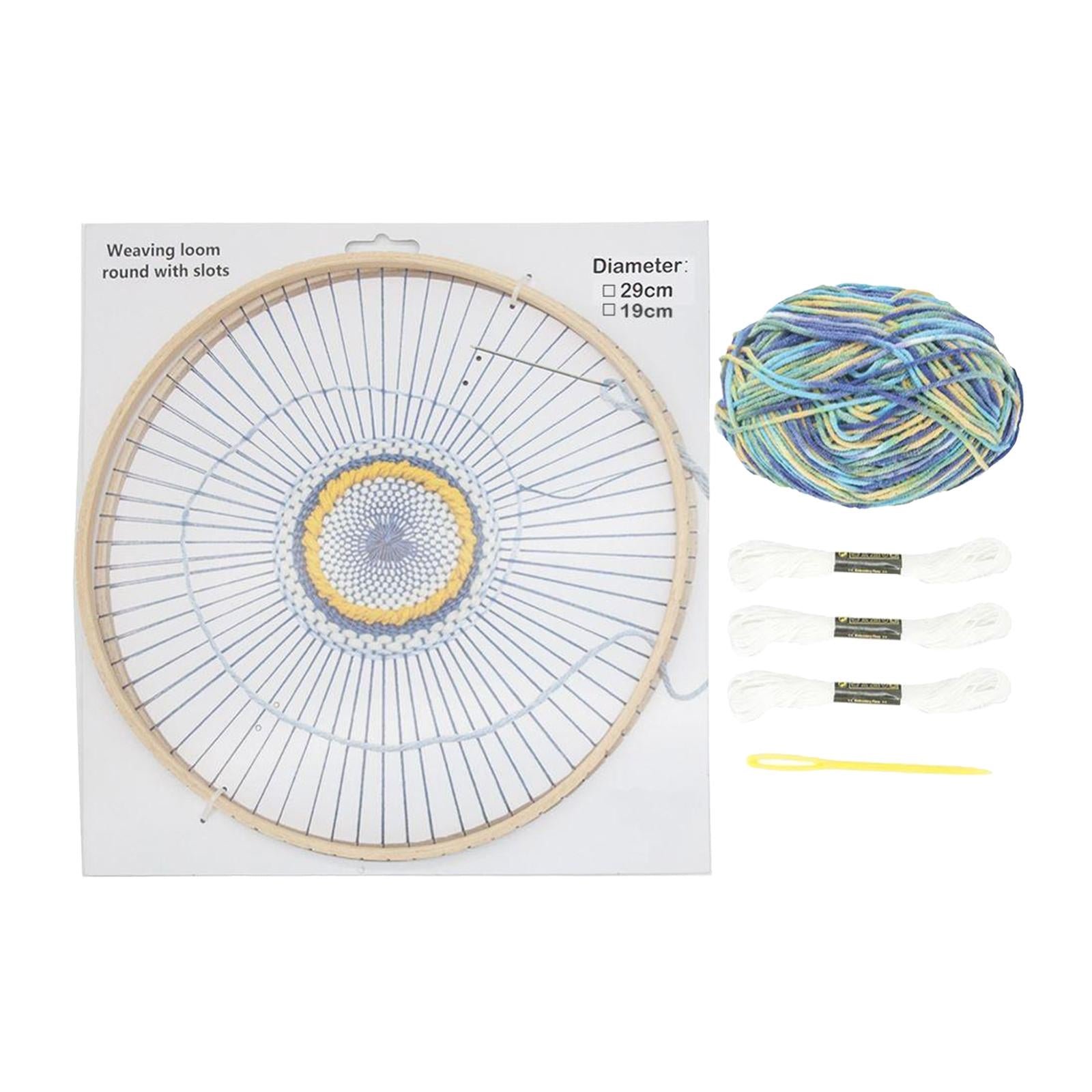 Handmade Wooden Weaving Machine Round Wooden Loom for Household DIY Home Blue wool suit