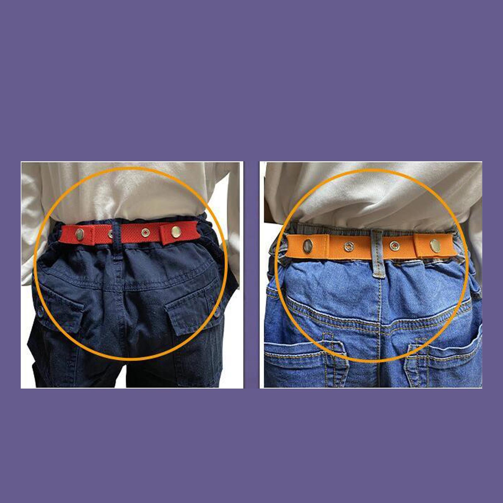 Unisex Belt Elastic Buckle-Free Stretch Adjustable Waist Belt Waistband Deep Blue