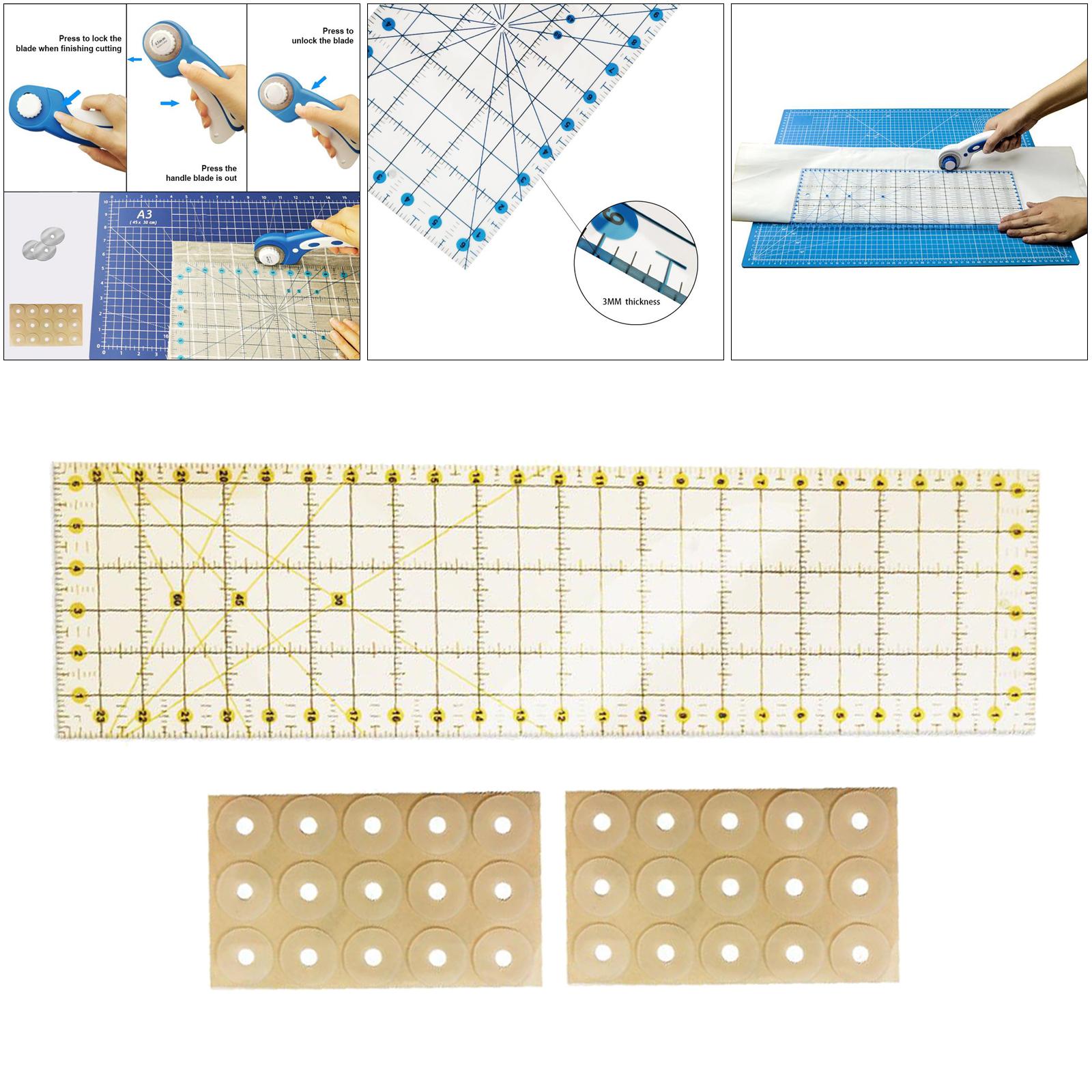 Transparent Acrylic Rectangle Quilting Ruler Easy Patchwork Tool 6.5x24in