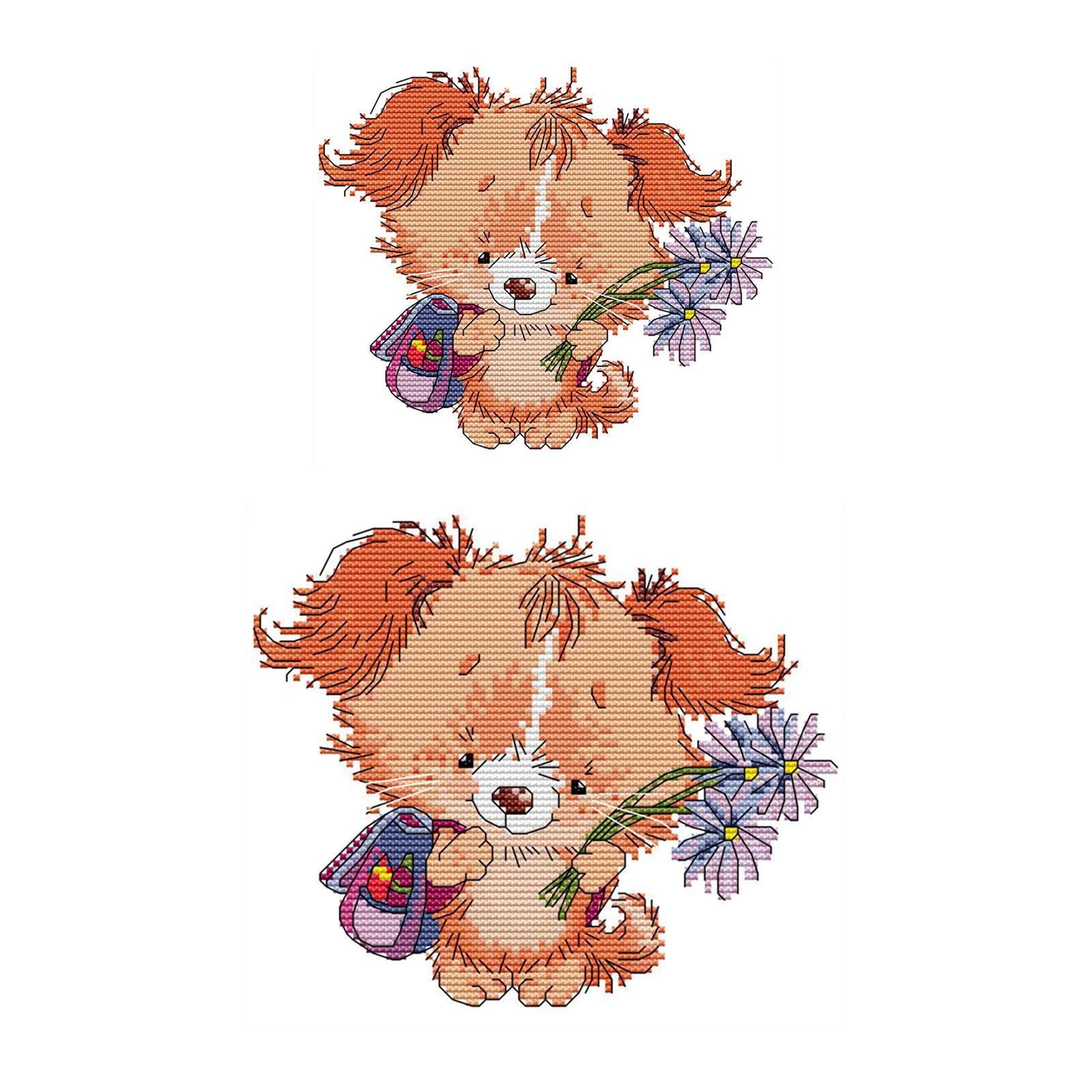 Cross Stitch Kit Cute Puppy Embroidery Needlepoint Crafts for Adult Kid 11CT
