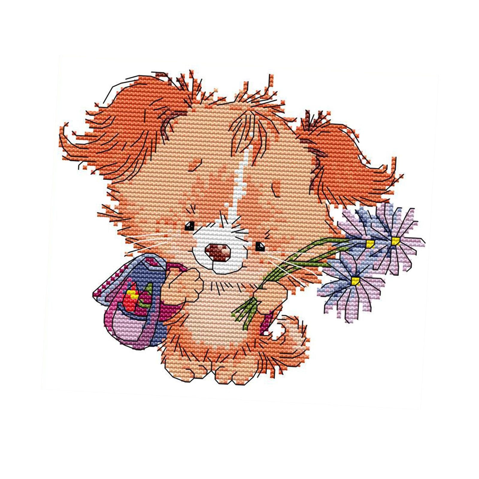 Cross Stitch Kit Cute Puppy Embroidery Needlepoint Crafts for Adult Kid 14CT