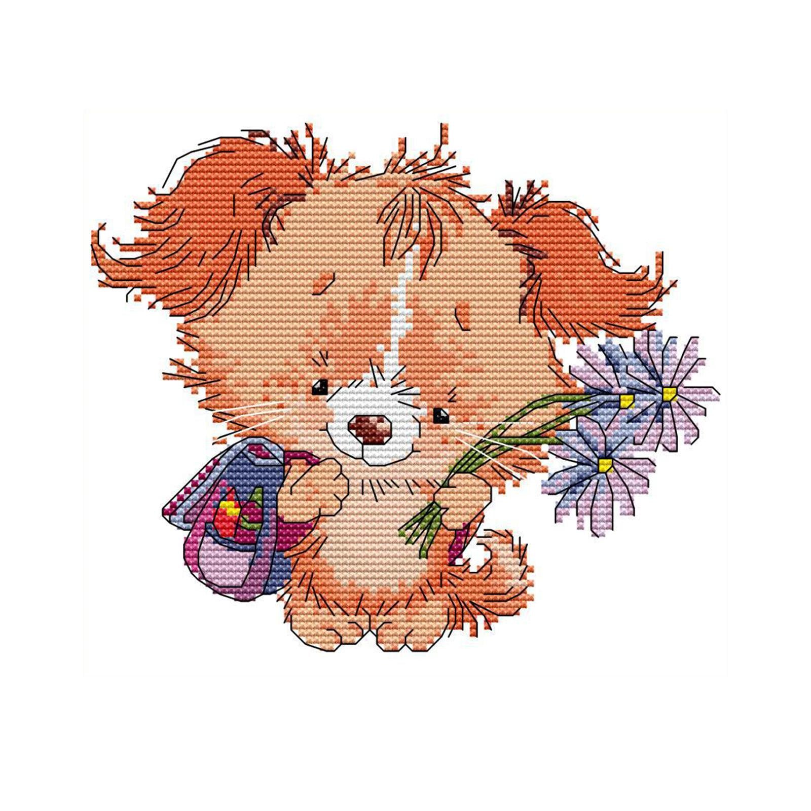 Cross Stitch Kit Cute Puppy Embroidery Needlepoint Crafts for Adult Kid 14CT