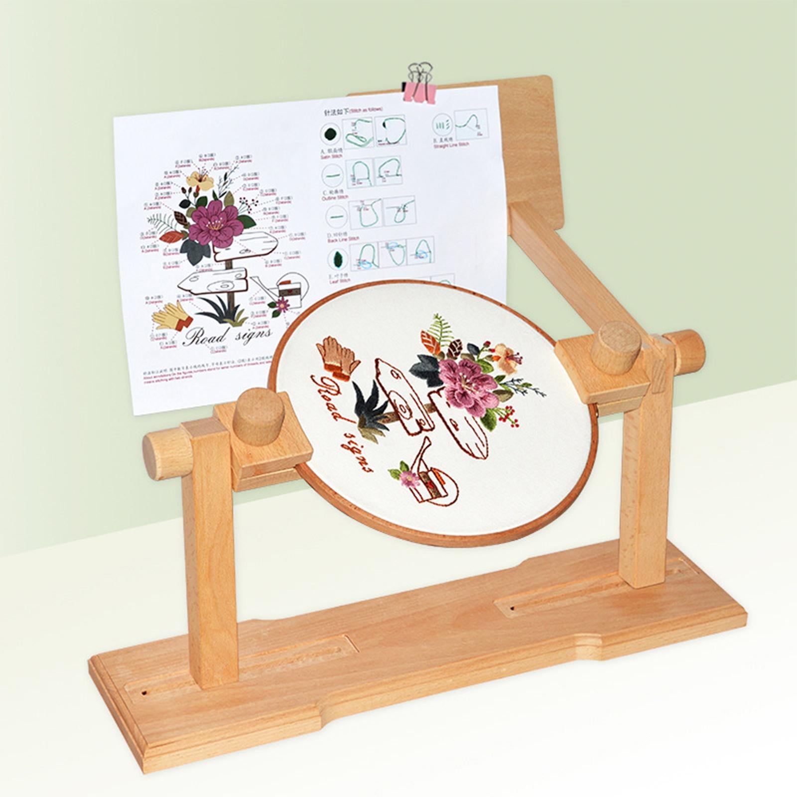 Wooden Tabletop Embroidery Hoop Frame Adjustable Cross Stitch Rack Support