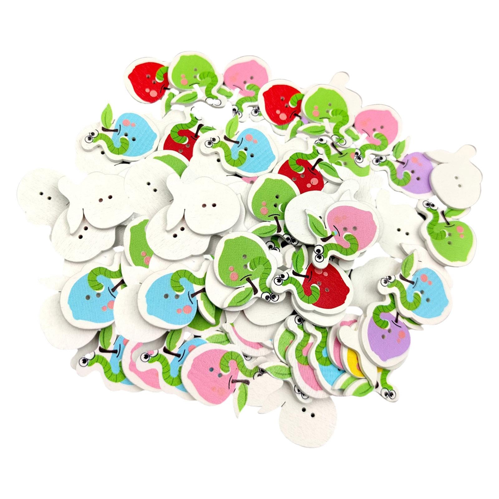 Scrapbooking Sewing Buttons for Knitting Crocheting Craft Worm on Apple