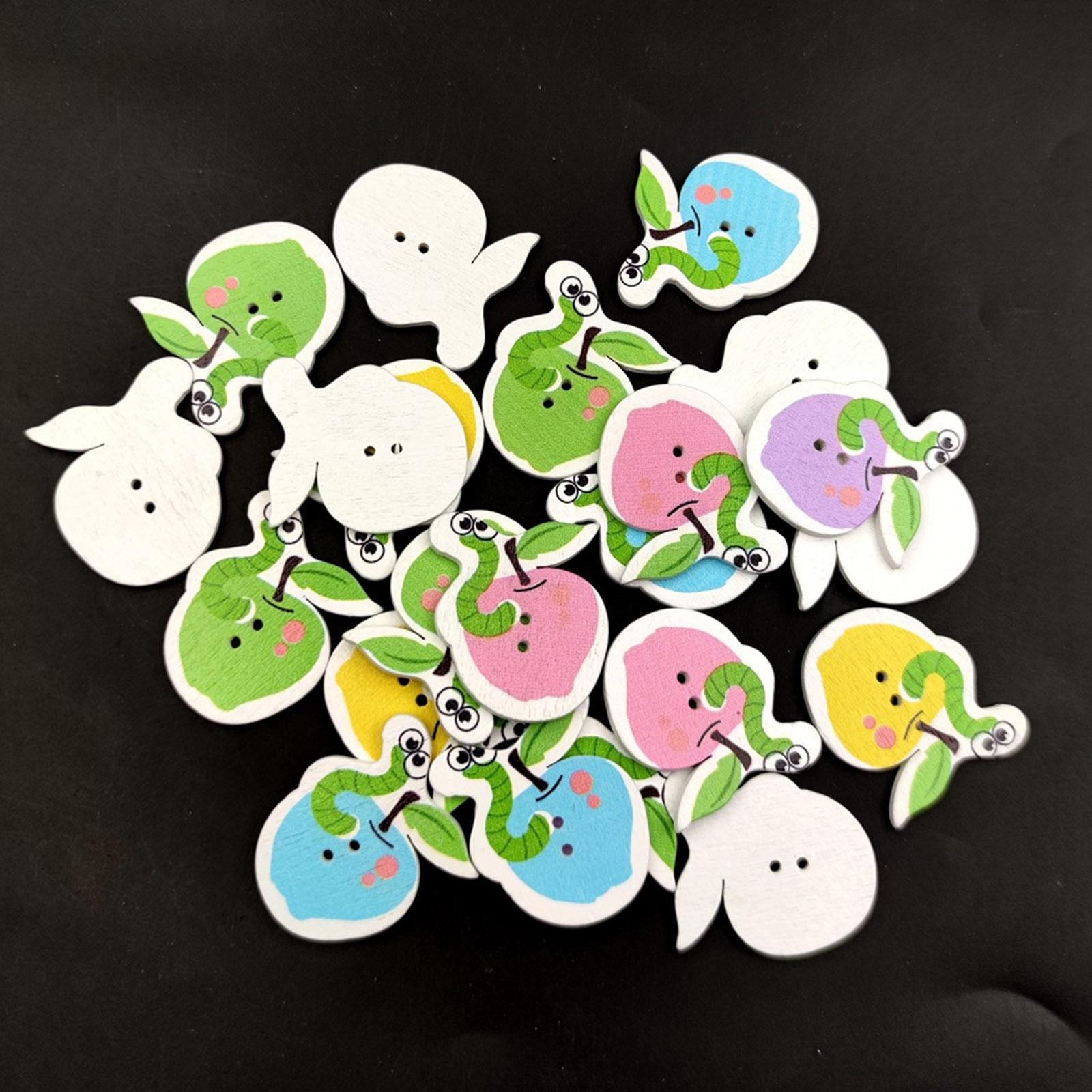 Scrapbooking Sewing Buttons for Knitting Crocheting Craft Worm on Apple