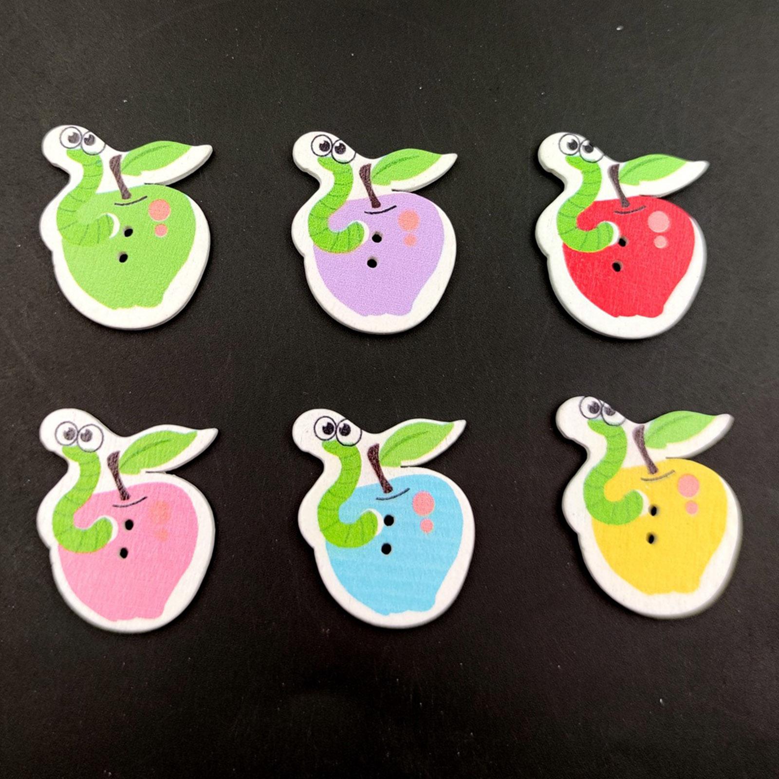 Scrapbooking Sewing Buttons for Knitting Crocheting Craft Worm on Apple
