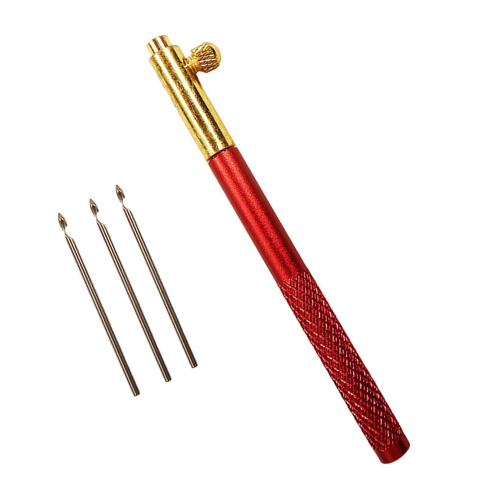 French Embroidery Crochet Hook with Needles Beading Crafts Set Red_Metal