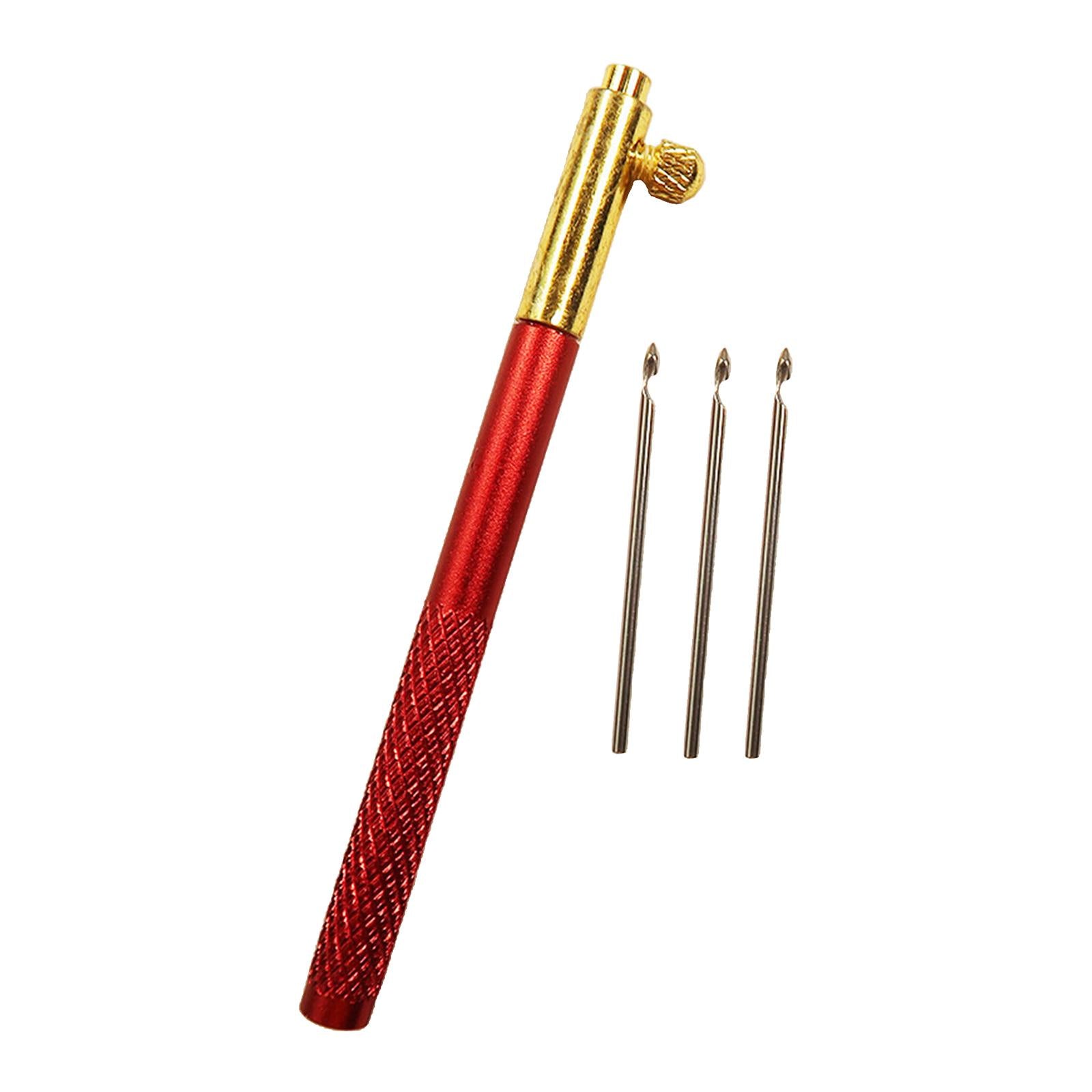 French Embroidery Crochet Hook with Needles Beading Crafts Set Red_Metal