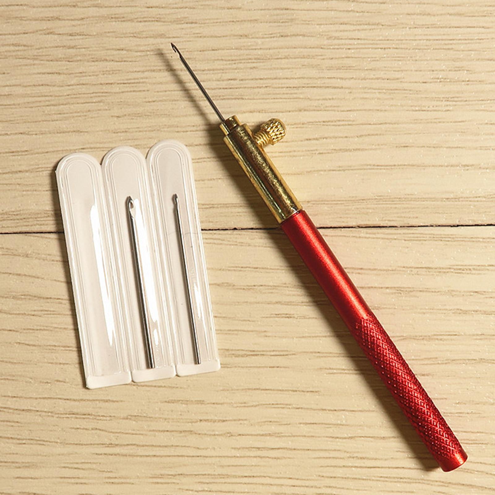 French Embroidery Crochet Hook with Needles Beading Crafts Set Red_Metal