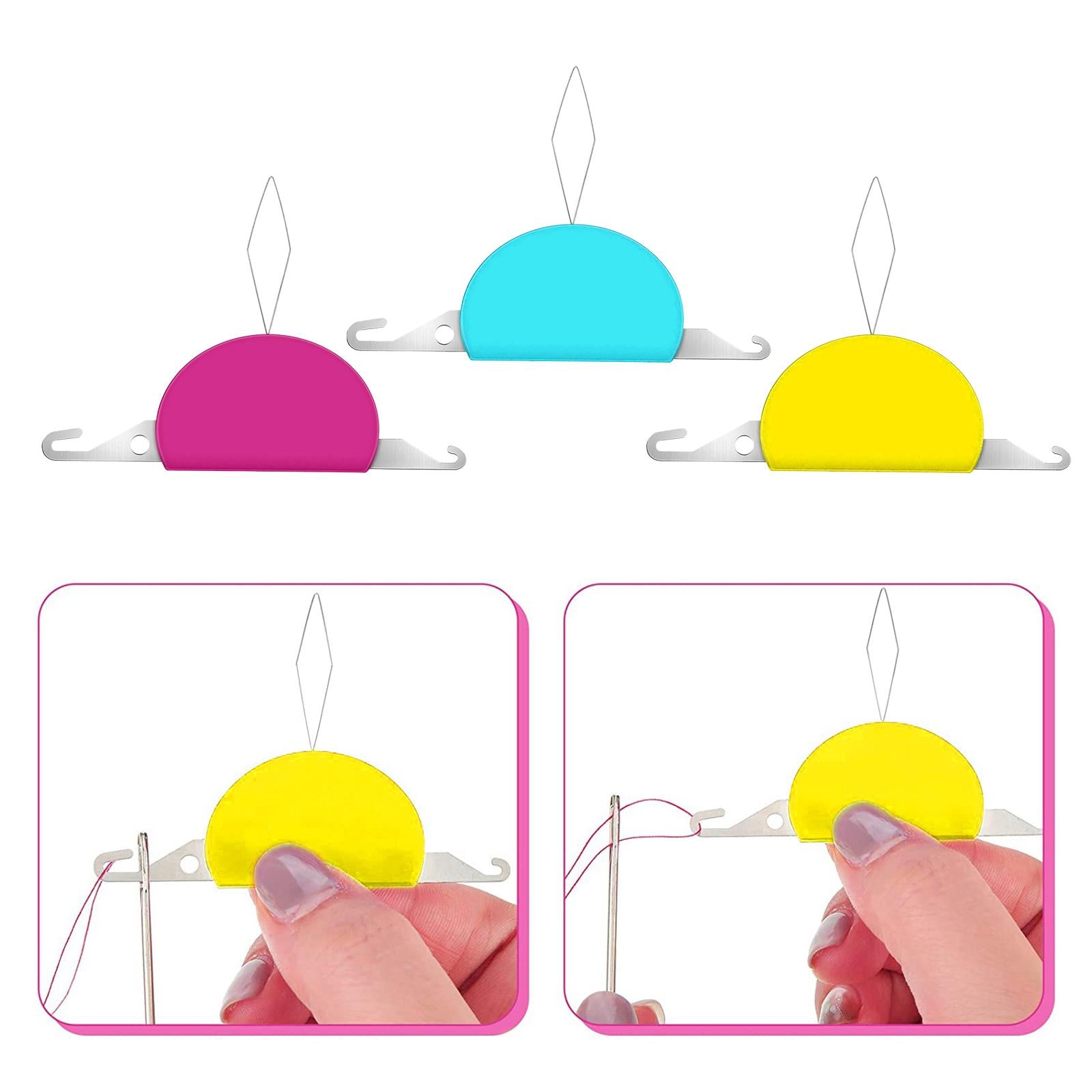 Needle Device 3 In 1 Needle Threader Thread Guide Sewing Machine Rose Red