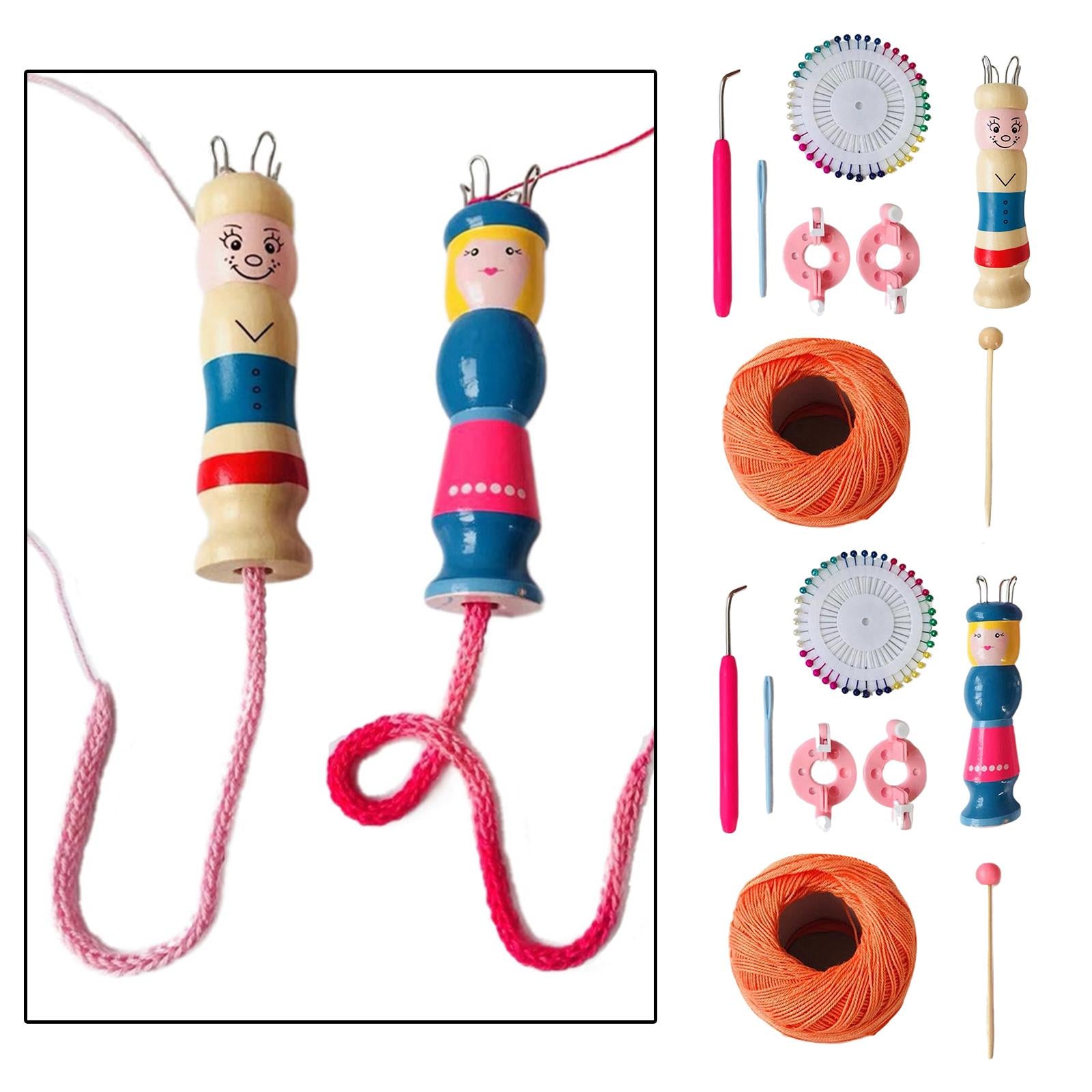 Wooden Handy Knitting Loom Set Handmade Doll Wool Yarn Weave Craft Kit A