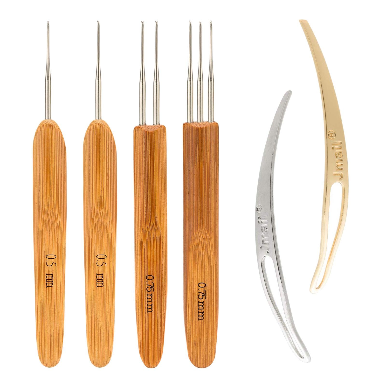 7Pcs Bamboo Handle Crochet Dreadlock Hook Needle Tool Braiding Hair Making