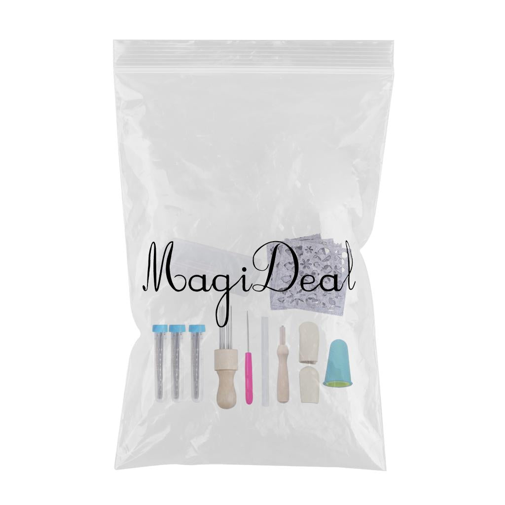 52x Wool Needle Felting Kit with Wooden Handle Awl for DIY Felting Projects